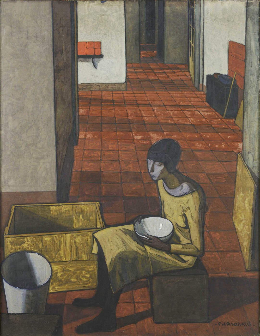 Felice Casorati, Girl with Bowl (Morning) (1919-1920; tempera on canvas, 114 x 145 cm; Turin, GAM) Felice Casorati, Girl with Bowl (Morning) (1919-1920; tempera on canvas, 114 x 145 cm; Turin, GAM)