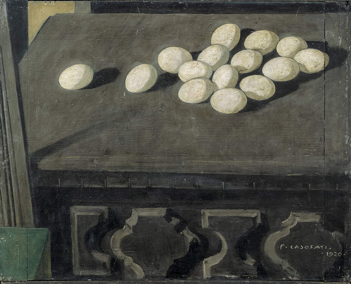 Felice Casorati, Eggs on the Dresser (1920; tempera grassa on panel, 58 x 48 cm; Private Collection) Felice Casorati, Eggs on the Dresser (1920; tempera grassa on panel, 58 x 48 cm; Private Collection)