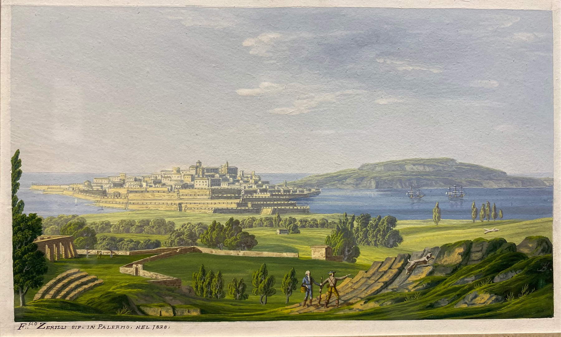 Francesco Zerilli, Vista de Siracusa (c. 1830; temple sobre papel) Francesco Zerilli, Vista de Siracusa (c. 1830; temple sobre papel)
