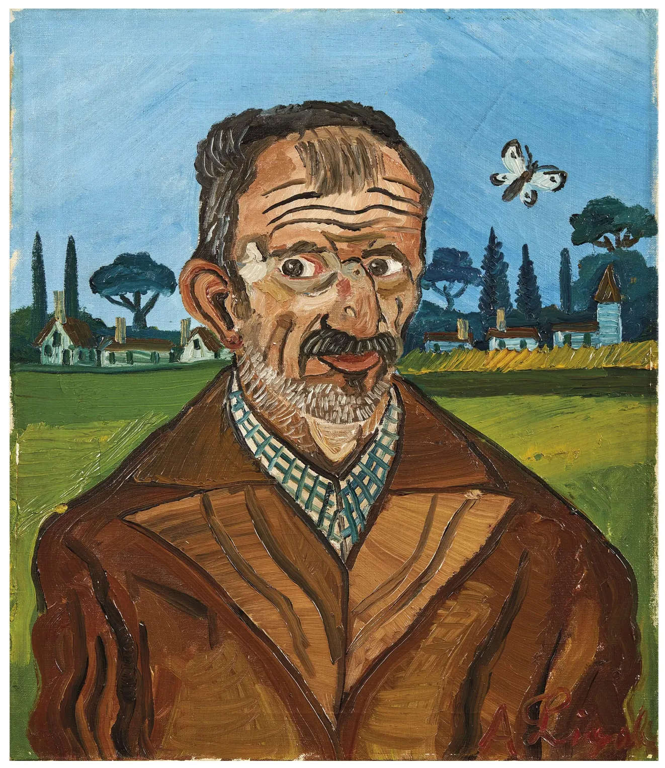 Antonio Ligabue, Autoportrait (1953 ; huile sur toile, 46 x 39 cm) Antonio Ligabue, Autoportrait (1953 ; huile sur toile, 46 x 39 cm)