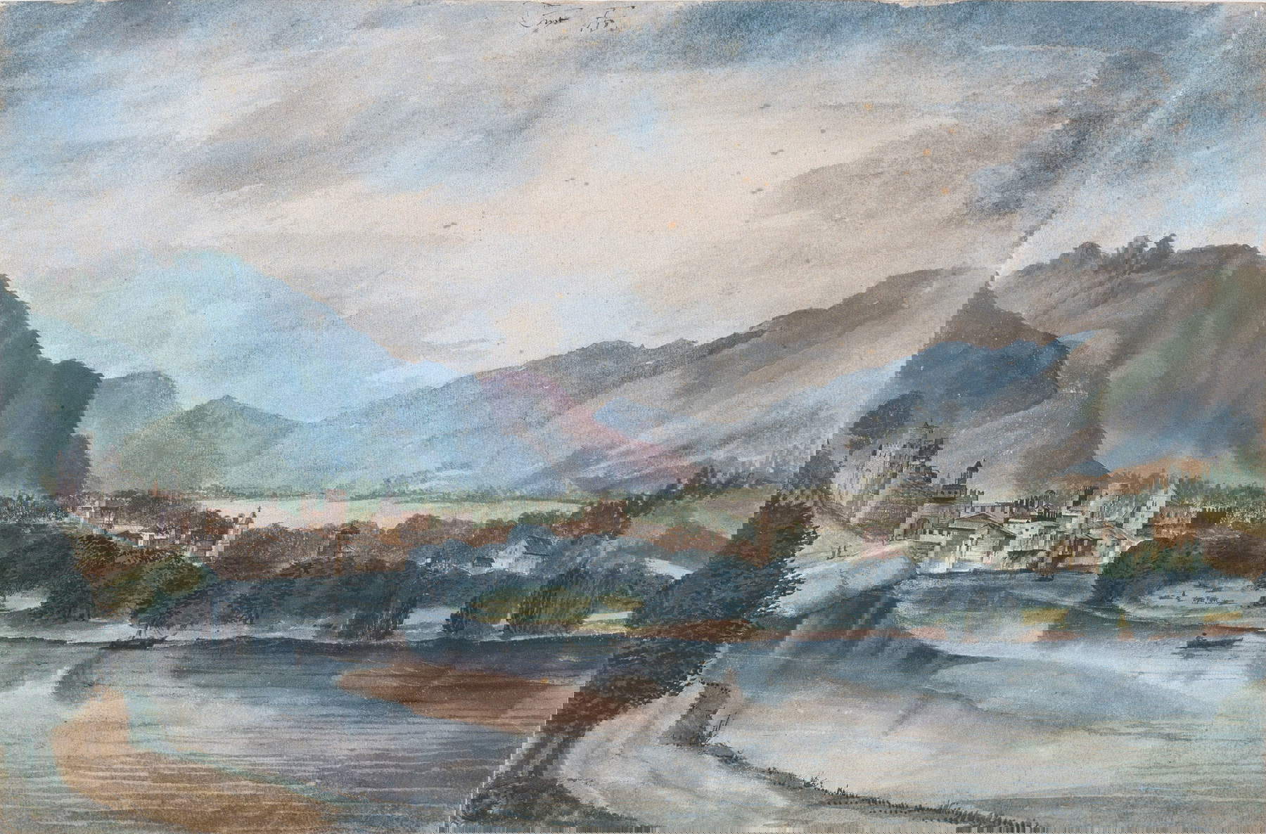 Albrecht Dürer, Ansicht von Trient von Norden (1495; Aquarell, 238 x 356 mm; Bremen, Kunsthalle) Albrecht Dürer, Ansicht von Trient von Norden (1495; Aquarell, 238 x 356 mm; Bremen, Kunsthalle)