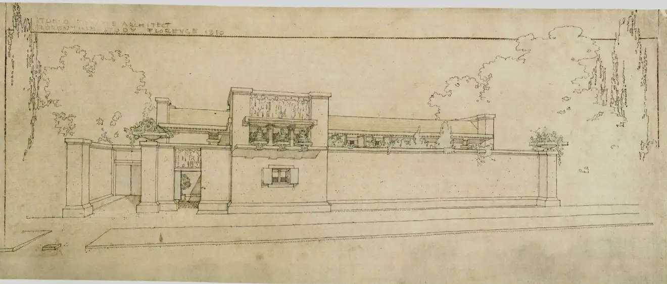 Frank Lloyd Wright, projet de maison-atelier à Fiesole (1910) Frank Lloyd Wright, projet de maison-atelier à Fiesole (1910)