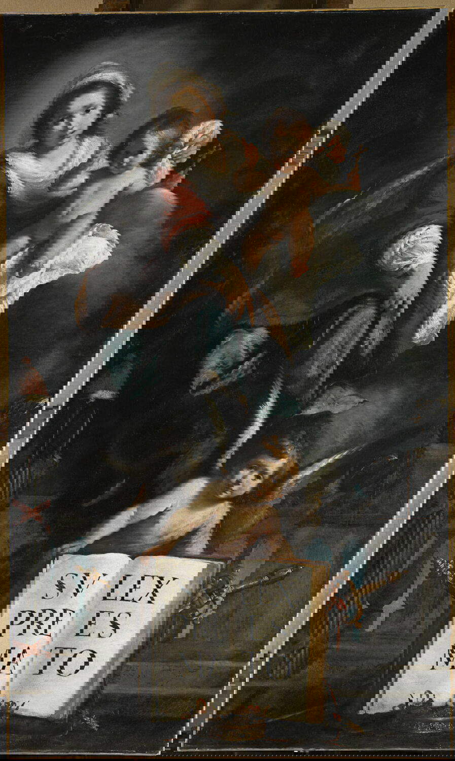 Bernardo Strozzi, La Madone de la justice (vers 1620-1625 ; huile sur toile, 224 x 156 cm ; Paris, Louvre). Localisation : Gênes, Palazzo Ducale, laissée au Louvre après les restitutions de 1815.