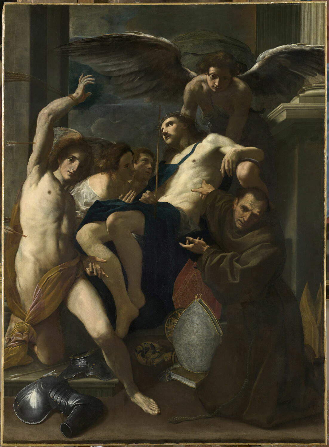 Carlo Bononi, Christ adoré par les anges (premier quart du XVIIe siècle ; huile sur toile, 248 x 178 cm ; Paris, Louvre). Lieu de conservation : Modène, Collections ducales