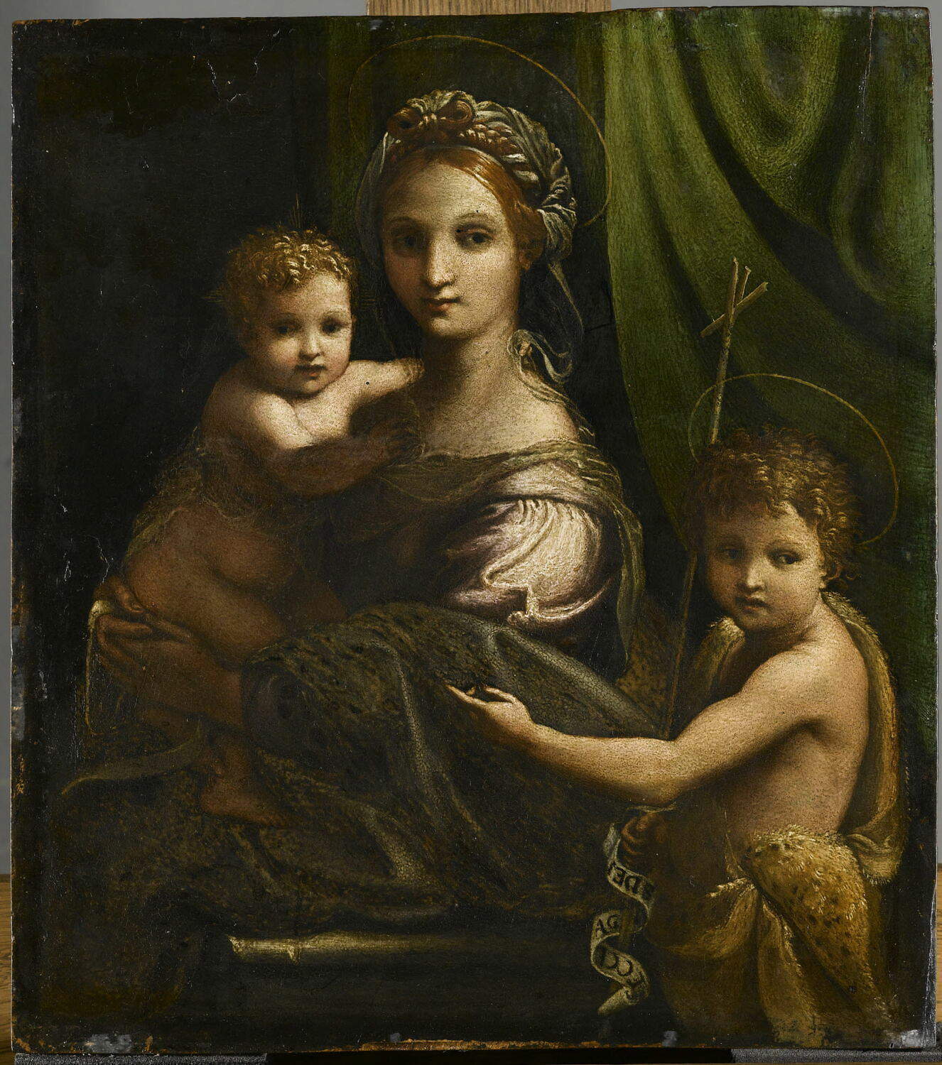 Giulio Romano, Vierge à l'enfant avec saint Jean (1515-1516 ; huile sur panneau, 29 x 42,5 cm ; Paris, Louvre). Lieu de conservation : Rome, Palazzo Braschi