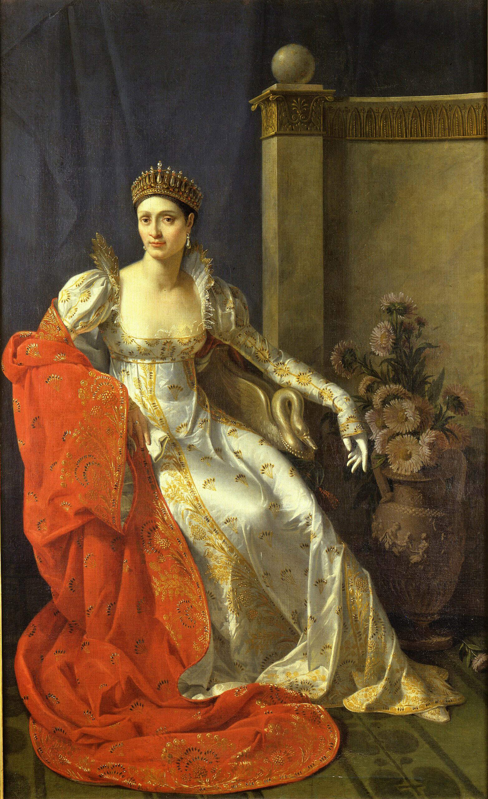 Marie-Guillemine Benoist (geb. Laville-Leroux), Porträt von Elisa Bonaparte Baciocchi (1806; Öl auf Leinwand, 214 x 129 cm; Lucca, Museo Nazionale di Palazzo Mansi) Marie-Guillemine Benoist (geb. Laville-Leroux), Porträt von Elisa Bonaparte Baciocchi (1806; Öl auf Leinwand, 214 x 129 cm; Lucca, Museo Nazionale di Palazzo Mansi)
