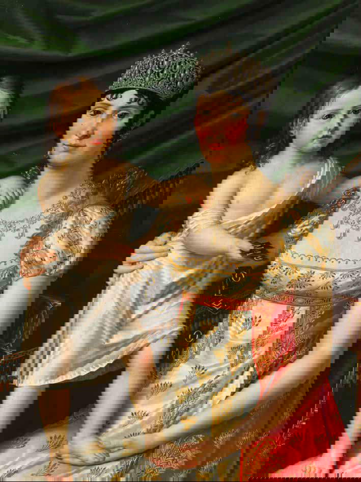 Pietro Nocchi, Porträt von Elisa Baciocchi mit ihrer Tochter Napoleona Elisa (1808; Öl auf Leinwand, 95,5 x 73 cm; Lucca, Museo Nazionale di Palazzo Mansi) Pietro Nocchi, Porträt von Elisa Baciocchi mit ihrer Tochter Napoleona Elisa (1808; Öl auf Leinwand, 95,5 x 73 cm; Lucca, Museo Nazionale di Palazzo Mansi)