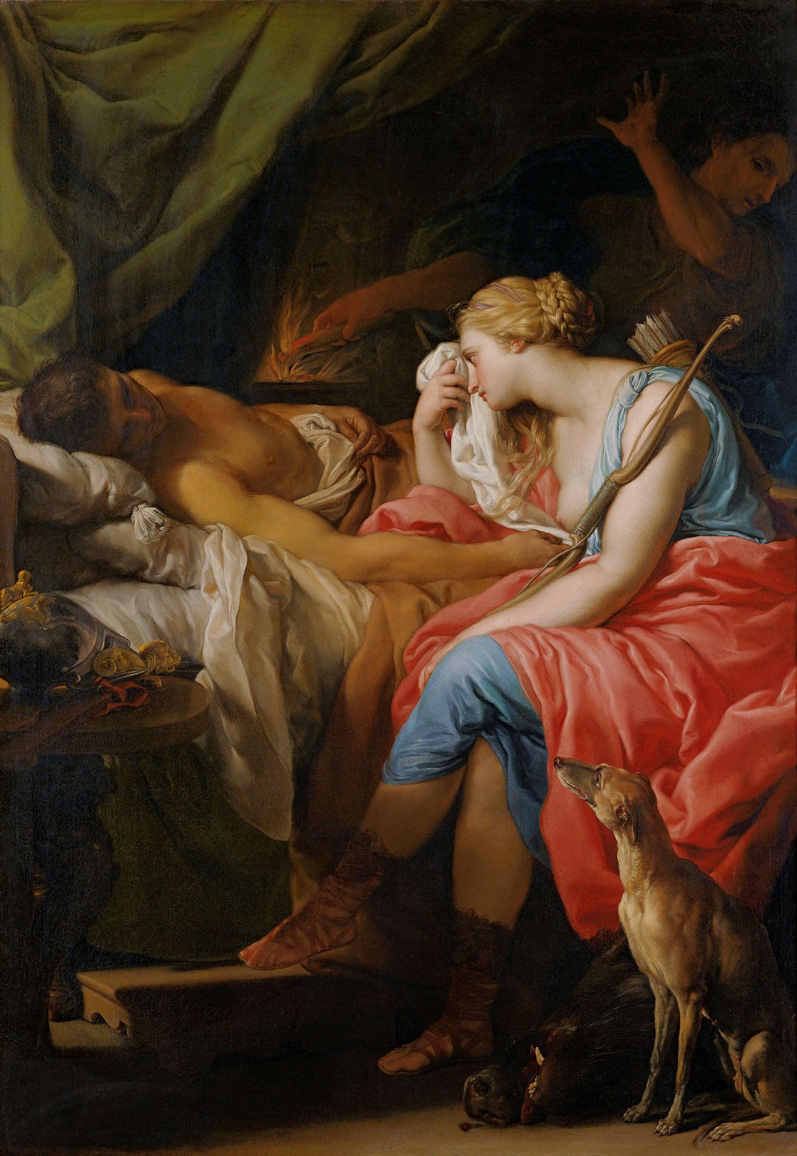 Pompeo Batoni, Atalanta piange Meleagro morente (1740-1743; Öl auf Leinwand, 135 x 95 cm; Lucca, Fondazione Cassa di Risparmio) Pompeo Batoni, Atalanta piange Meleagro morente (1740-1743; Öl auf Leinwand, 135 x 95 cm; Lucca, Fondazione Cassa di Risparmio)