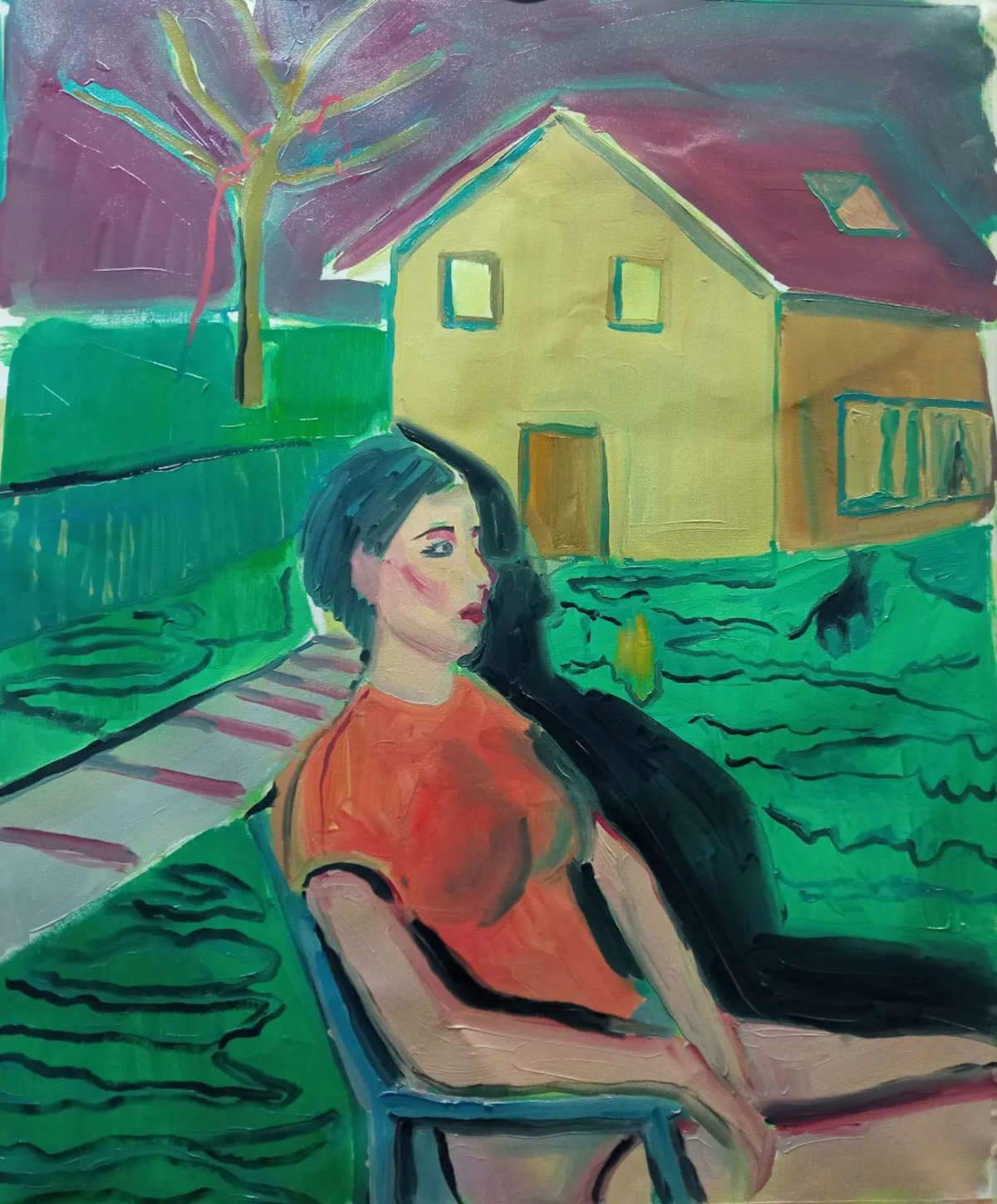 Matteo Pannocchia, Lieber draußen bleiben (2022; Öl auf Leinwand)