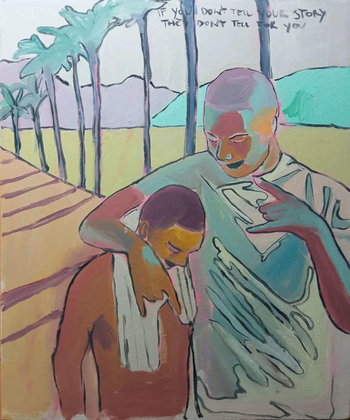 Matteo Pannocchia, Wenn du deine Geschichte nicht erzählst, erzählen sie sie nicht für dich (2022; Öl auf Leinwand, 50 x 60 cm)