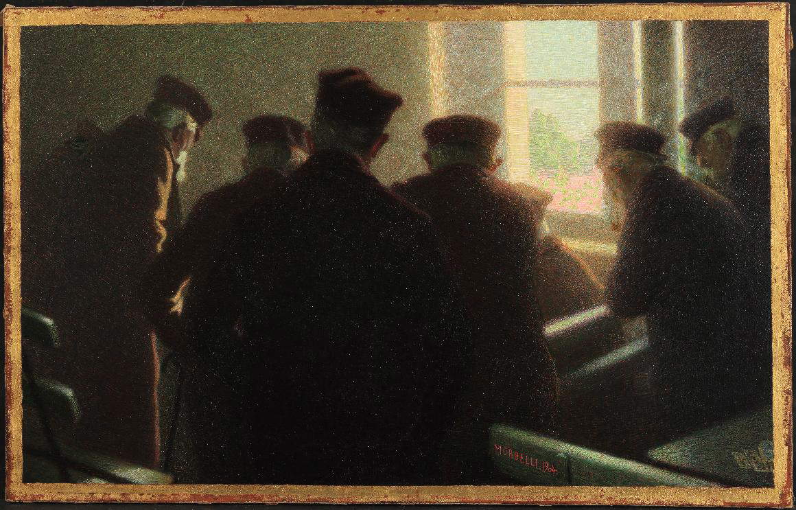 Angelo Morbelli, Le ultime mosse (1904; olio su tela, 56 x 88 cm). Presentato da: Enrico Gallerie