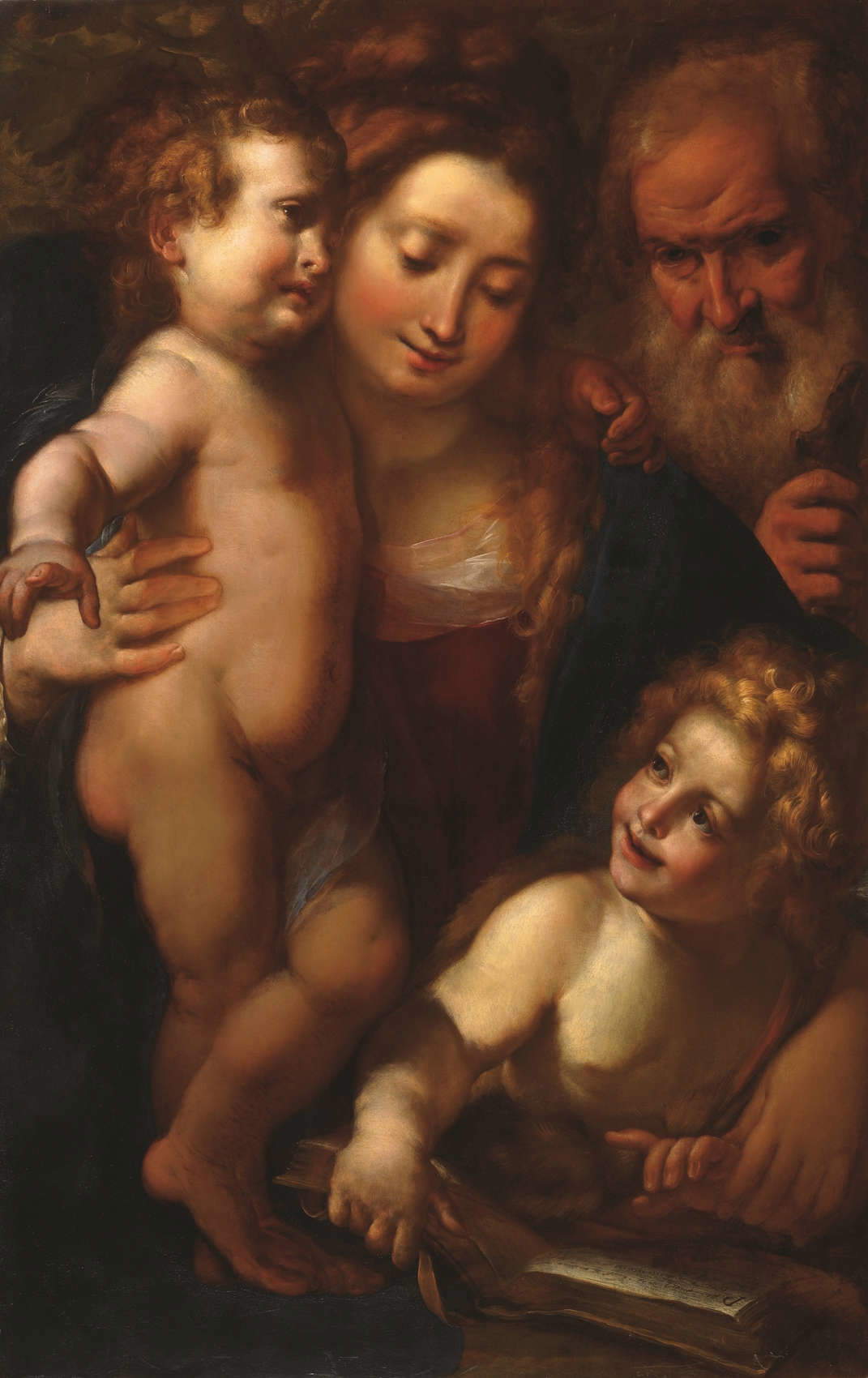 Giulio Cesare Procaccini, Sacra Famiglia con san Giovannino (olio su tavola di noce, 97 x 94,5 cm). Presentato da: Canesso
