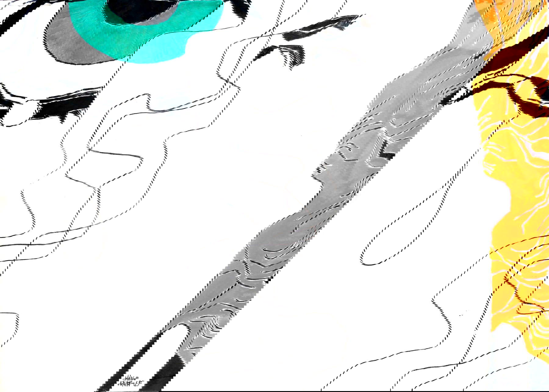 Hugo Pratt, La telefonata (1965; tecnica mista su tela, 80 x 110 cm). Presentato da: Secol-Art di Masoero