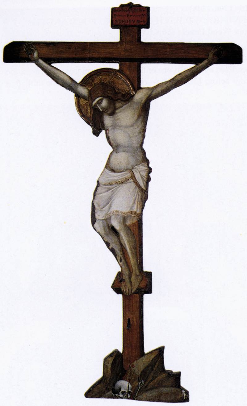 Pietro Lorenzetti, Kruzifix (um 1325; Tafel, Höhe 125 cm; Cortona, Museo Diocesano) Pietro Lorenzetti, Kruzifix (um 1325; Tafel, Höhe 125 cm; Cortona, Museo Diocesano)
