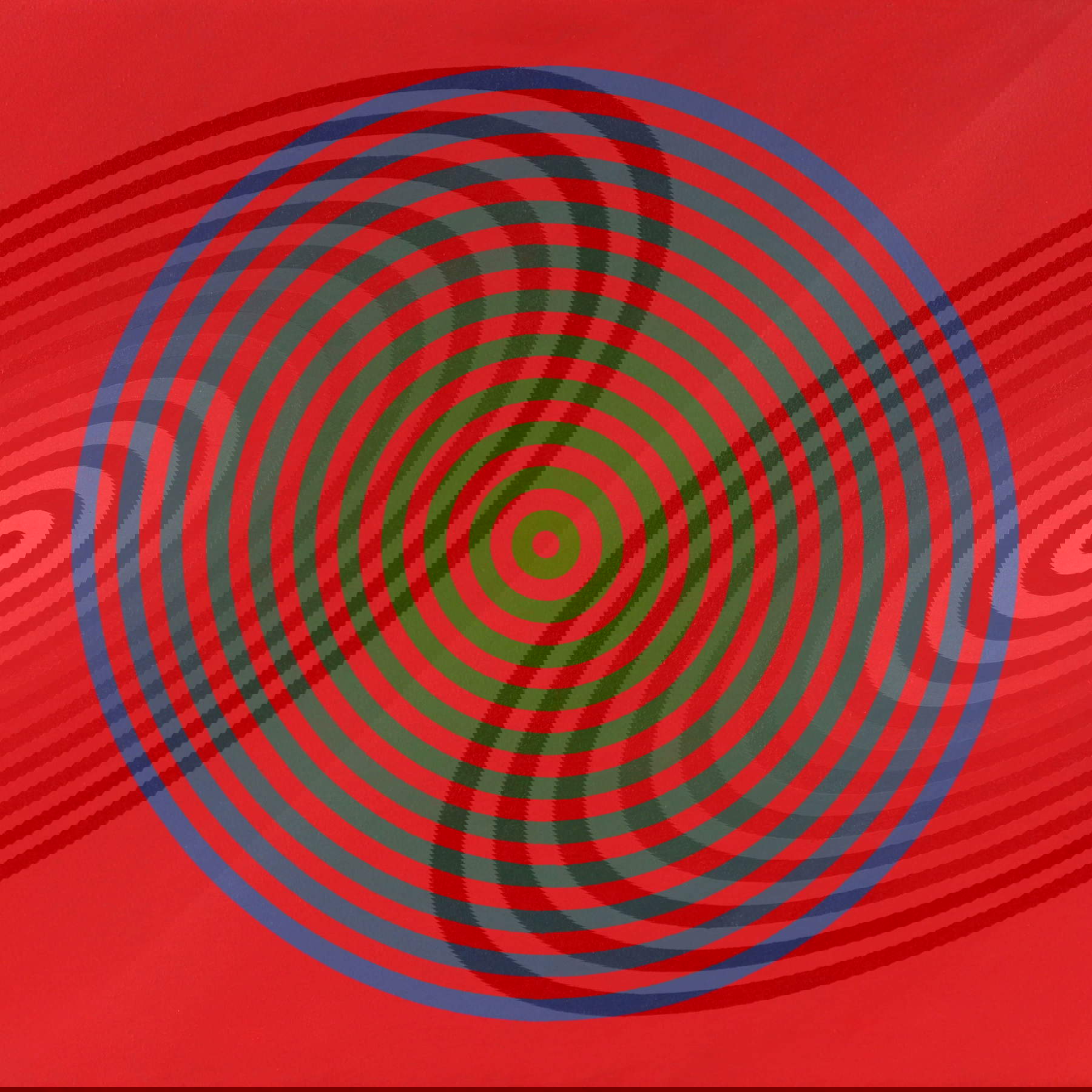 Marina Apollonio, Gradazione 11. grün-gelb auf rot (1971; Acryl auf Leinwand, 50 x 50 cm; Verona, Privatsammlung) © Marina Apollonio Marina Apollonio, Gradazione 11. grün-gelb auf rot (1971; Acryl auf Leinwand, 50 x 50 cm; Verona, Privatsammlung) © Marina Apollonio