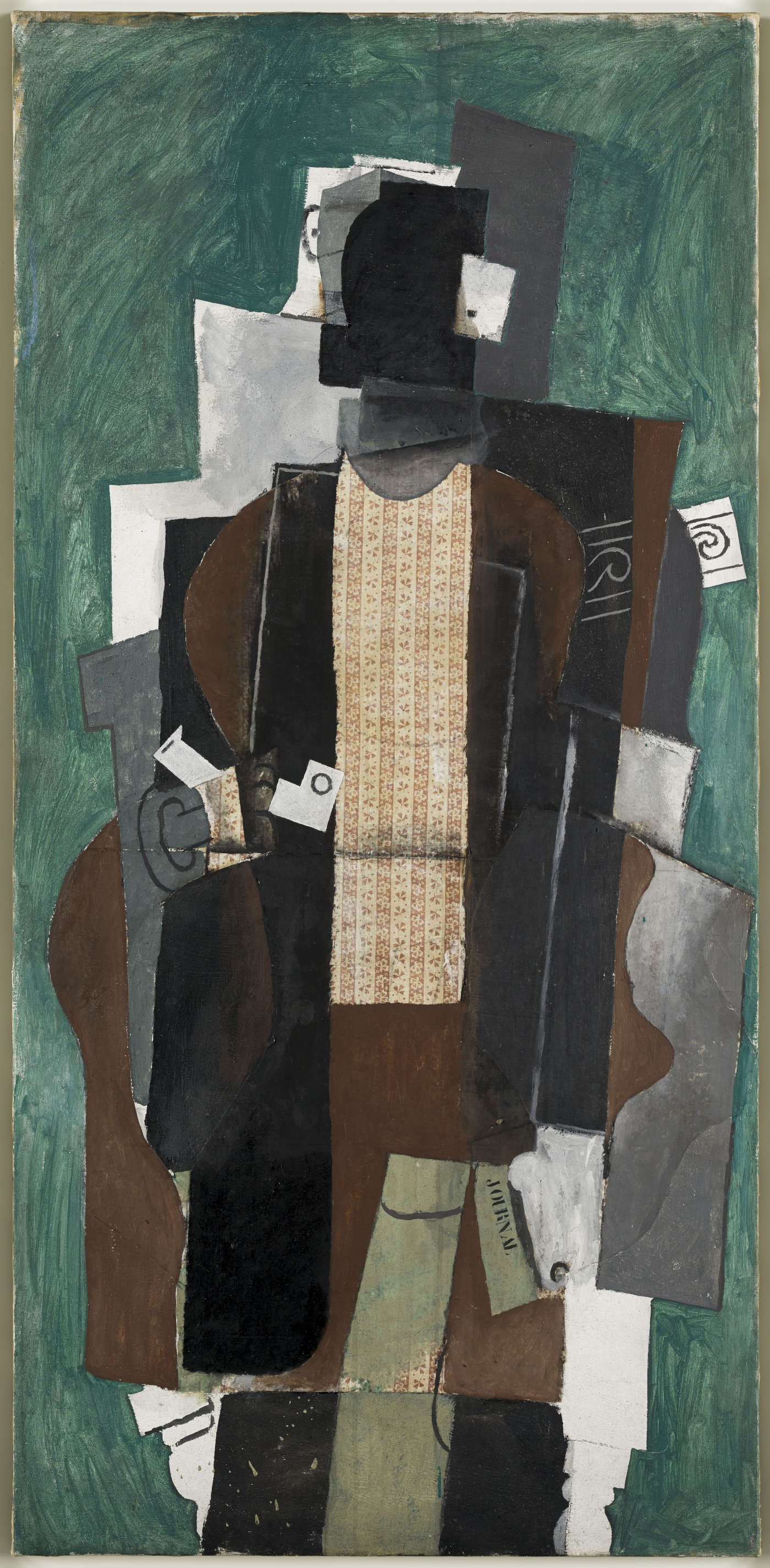 Pablo Picasso, Homme à la pipe (Paris, Frühjahr 1914; Öl und bedruckter Stoff auf Leinwand geklebt, 138 x 66,5 cm; Paris, Musée national Picasso, Dation Pablo Picasso, 1979, Inv. MP39). © Succession Picasso by SIAE 2024 Foto © RMN-Grand Palais (Musée national Picasso-Paris) / Mathieu Rabeau Pablo Picasso, Homme à la pipe (Paris, Frühjahr 1914; Öl und bedruckter Stoff auf Leinwand geklebt, 138 x 66,5 cm; Paris, Musée national Picasso, Dation Pablo Picasso, 1979, Inv. MP39). © Succession Picasso by SIAE 2024 Foto © RMN-Grand Palais (Musée national Picasso-Paris) / Mathieu Rabeau