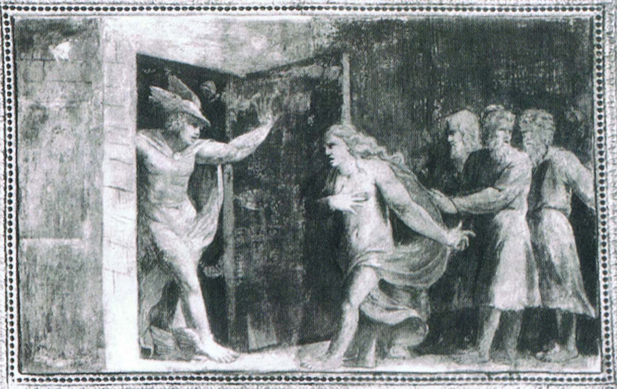 Dosso Dossi, Quecksilber e la Virtù (1531 circa; affresco; Trento, Castello del Buonconsiglio) Dosso Dossi, Quecksilber e la Virtù (1531 circa; affresco; Trento, Castello del Buonconsiglio)