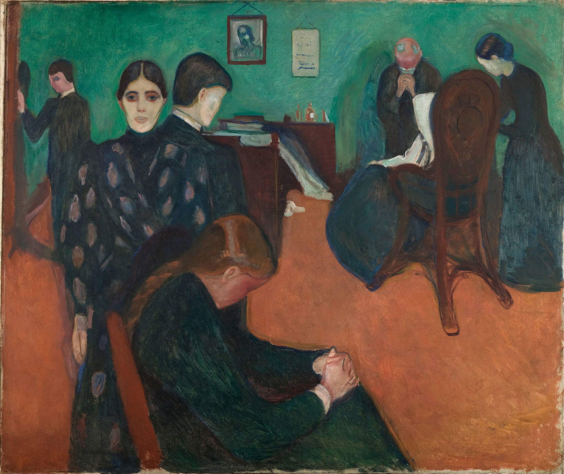 Edvard Munch, La morte nella stanza della malata (1893; olio su tela, 134,5 × 160 cm; Oslo, Munchmuseet) Foto © Munchmuseet