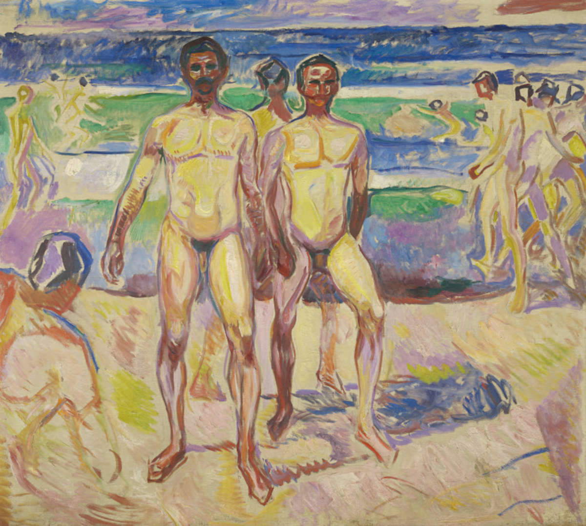 Edvard Munch, Uomini che fanno il bagno (1913–15; olio su tela, 200,5 × 226 cm; Oslo, Munchmuseet) Foto © Munchmuseet