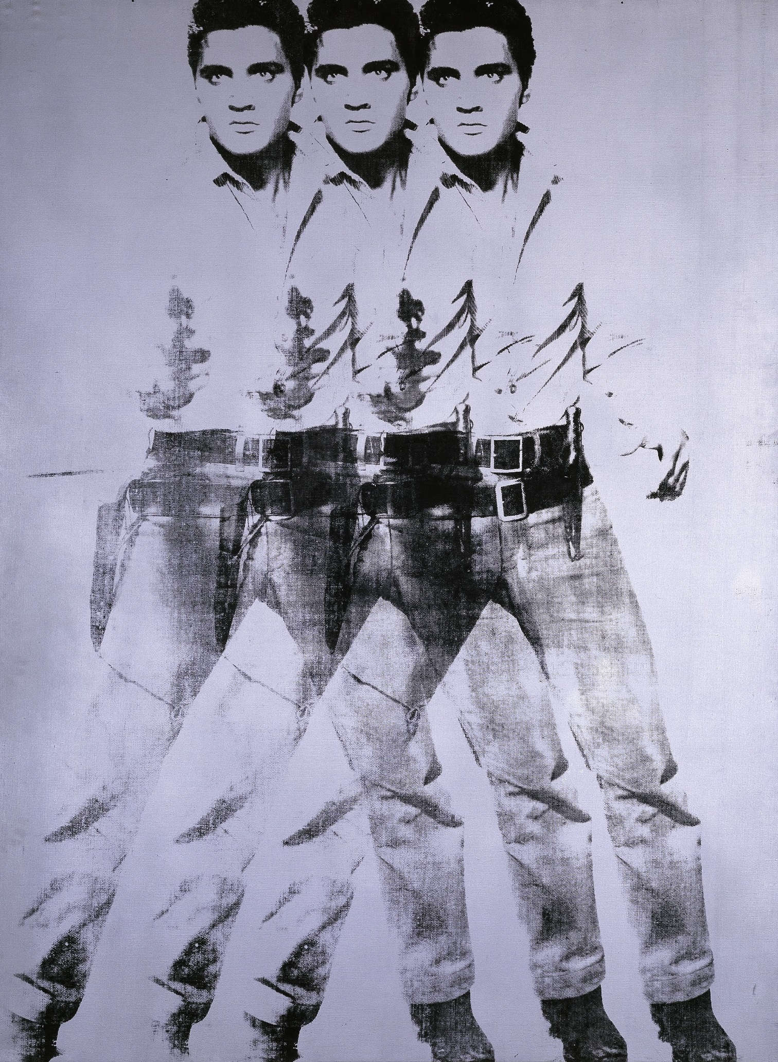 Andy Warhol, Triple Elvis (1963; acrylic, screen-printed ink on canvas, 208 x 152 cm; Milan, Luigi and Peppino Agrati Collection - Intesa Sanpaolo). Photo: Luca Carr&agrave;