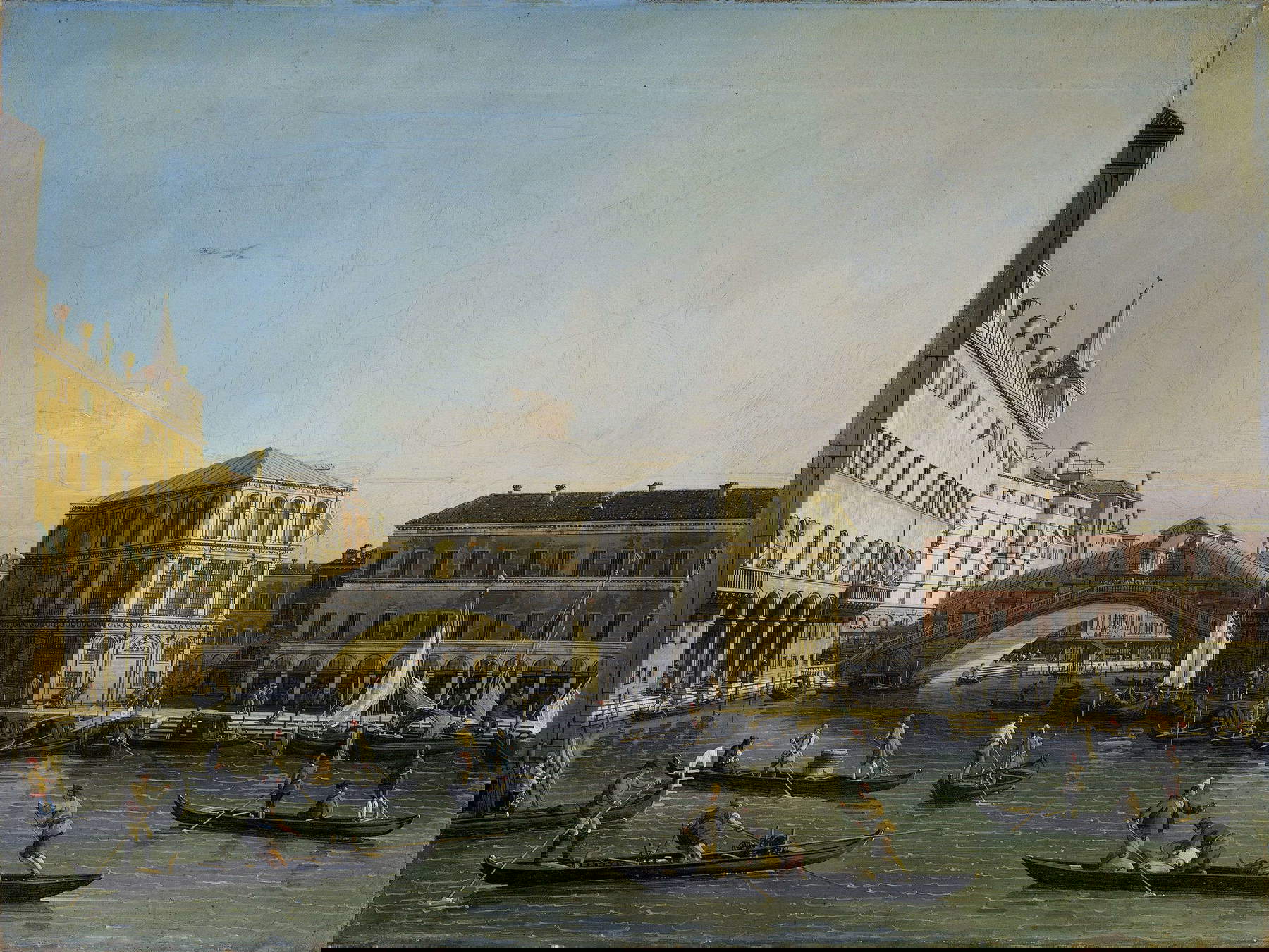 Canaletto, Grand Canal with the Rialto Bridge and the Fondaco dei Tedeschi (1707-1750; oil on canvas, 62 x 83 cm; Amsterdam, Rijksmuseum)