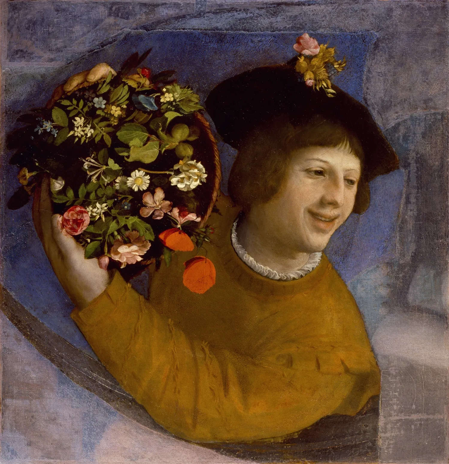 Giovanni Luteri dit Dosso, Jeune homme avec un panier de fleurs (vers 1524-26 ; huile sur panneau transférée sur toile, 67,3 x 65,2 cm ; Florence, Fondazione di Studi di Storia dell'Arte Roberto Longhi) Giovanni Luteri dit Dosso, Jeune homme avec un panier de fleurs (vers 1524-26 ; huile sur panneau transférée sur toile, 67,3 x 65,2 cm ; Florence, Fondazione di Studi di Storia dell'Arte Roberto Longhi)