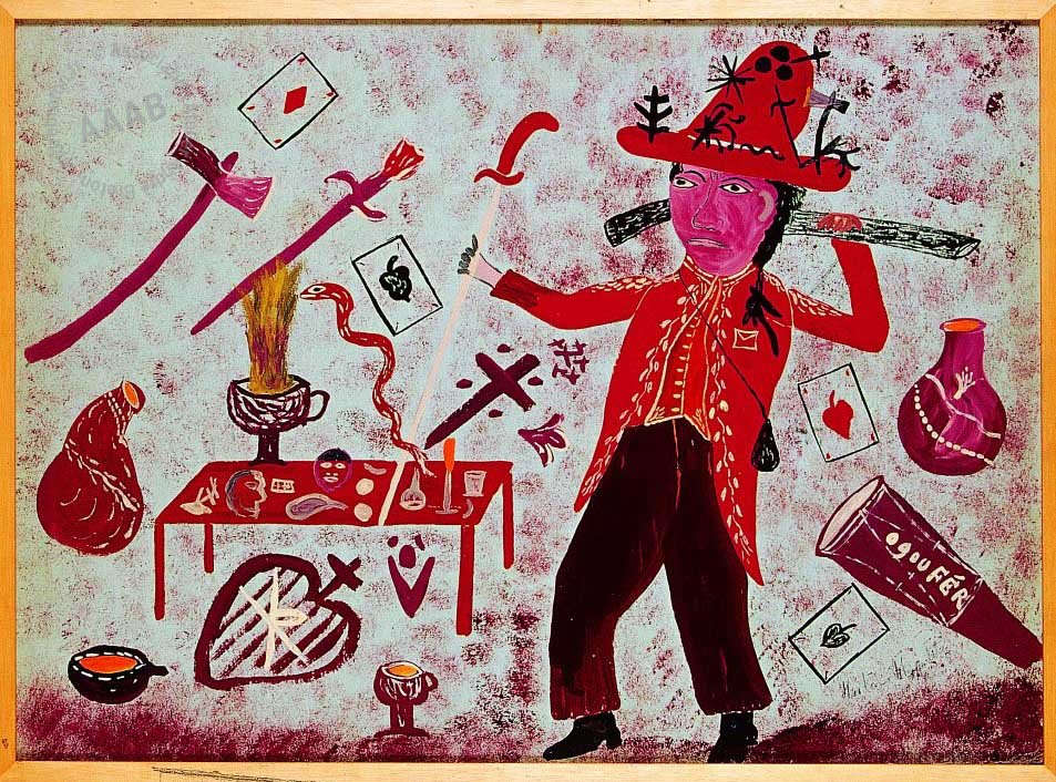 Hector Hyppolite, Ogoun Ferraille (s.d.; oil on cardboard, 51 x 70 cm; André Breton Collection) Hector Hyppolite, Ogoun Ferraille (s.d.; oil on cardboard, 51 x 70 cm; André Breton Collection)