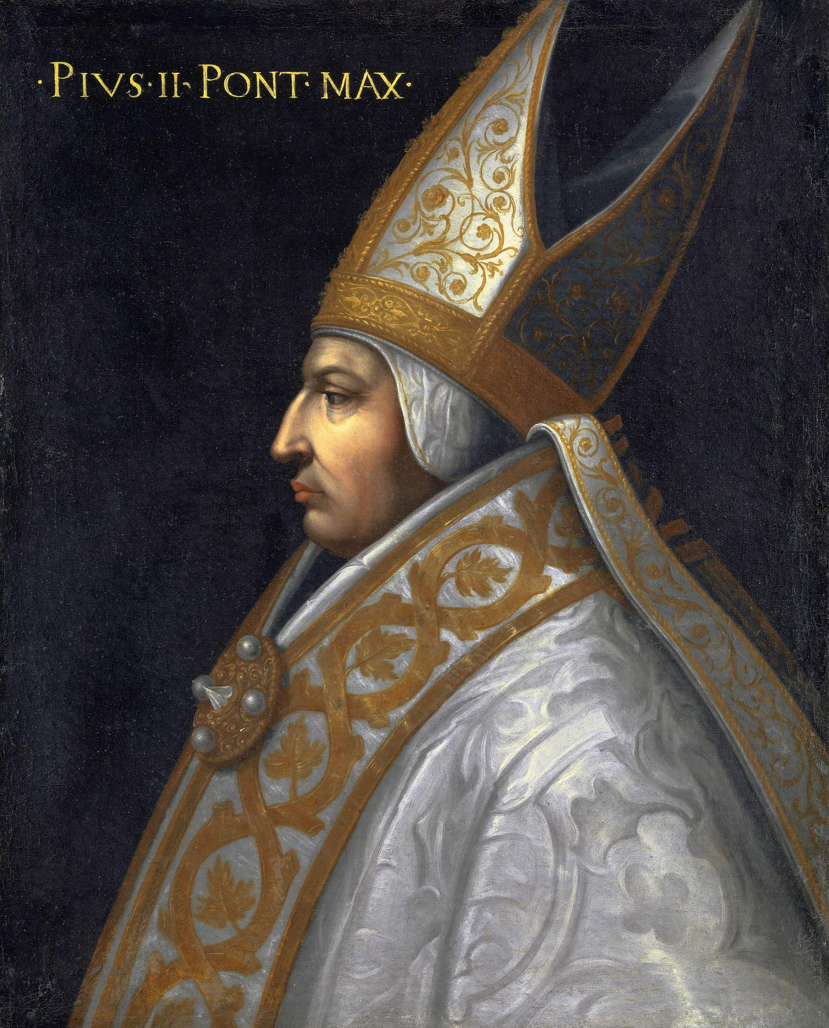 Da Cristofano dell'Altissimo, Ritratto di papa Pio II (XVII-XVIII secolo; olio su tela, 77,5 x 64,5 cm; Basilea, Kunstmuseum) Da Cristofano dell'Altissimo, Ritratto di papa Pio II (XVII-XVIII secolo; olio su tela, 77,5 x 64,5 cm; Basilea, Kunstmuseum)