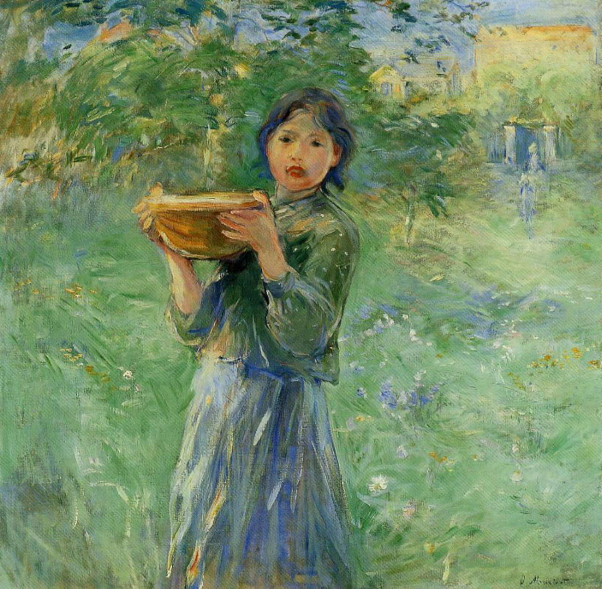Berthe Morisot, Die Milchschüssel (1890; Öl auf Leinwand, 55,3 x 56,5 cm; Summit Trust Geneva für die Sammlung Sidarta) Berthe Morisot, Die Milchschüssel (1890; Öl auf Leinwand, 55,3 x 56,5 cm; Summit Trust Geneva für die Sammlung Sidarta)