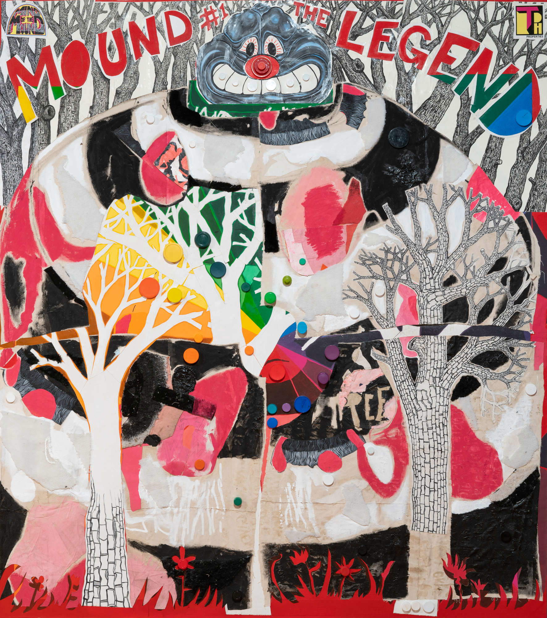Trenton Doyle Hancock, Mound # 1, The Legend and the Exposed Nerve (2019; acrilico e tecnica mista su tela, 274,3 x 243,8 cm) Trenton Doyle Hancock, Mound # 1, The Legend and the Exposed Nerve (2019; acrilico e tecnica mista su tela, 274,3 x 243,8 cm)
