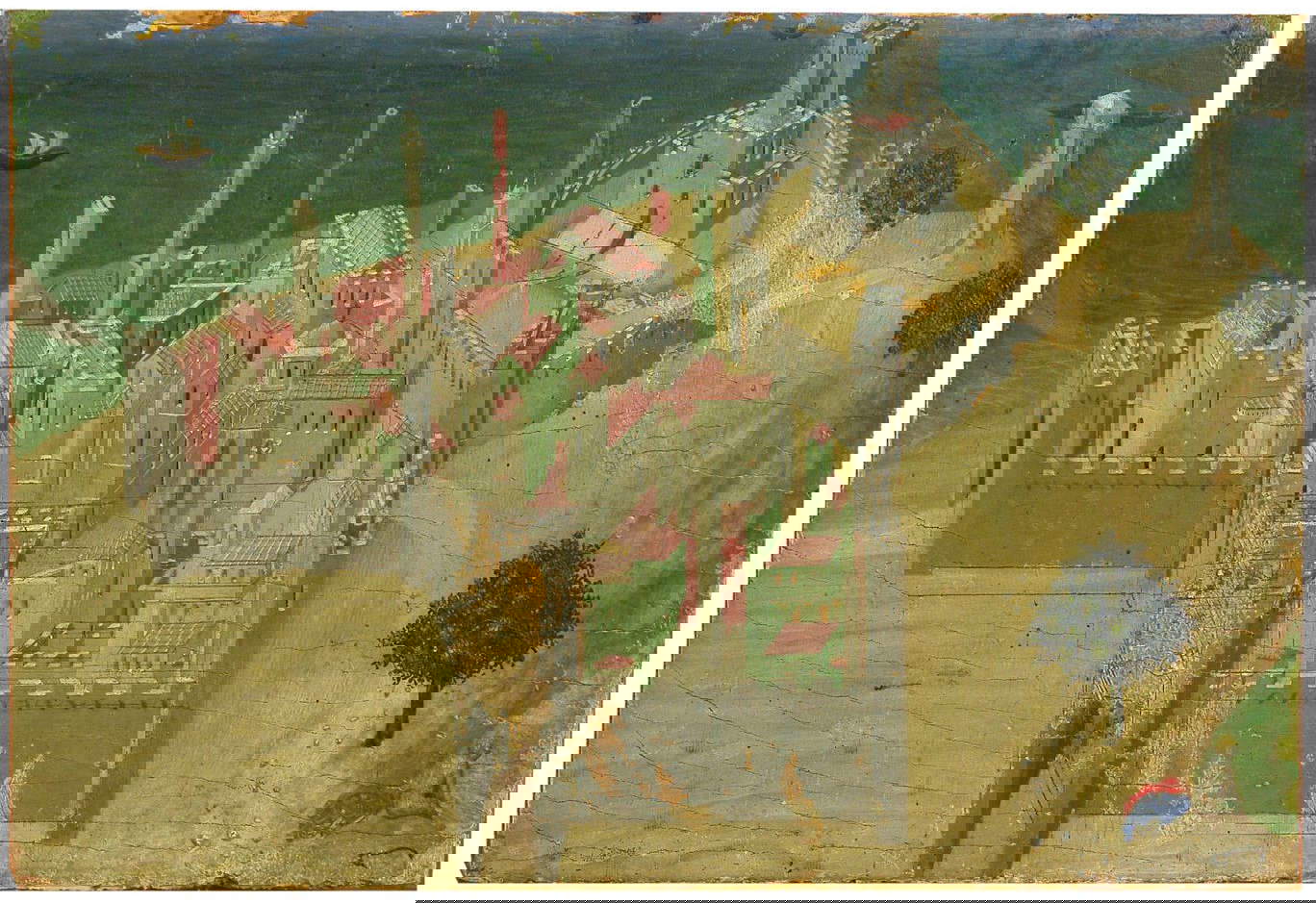 Sassetta (attr. ), Ciudad junto al mar (tabla, 22,8 x 33,5 cm; Siena, Pinacoteca Nazionale)