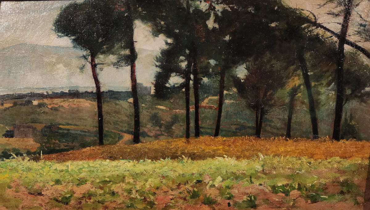 Giovanni Fattori, Pineta dopo la bufera (Öl auf Tafel; Lucca, Fondazione Cassa di Risparmio di Lucca)
