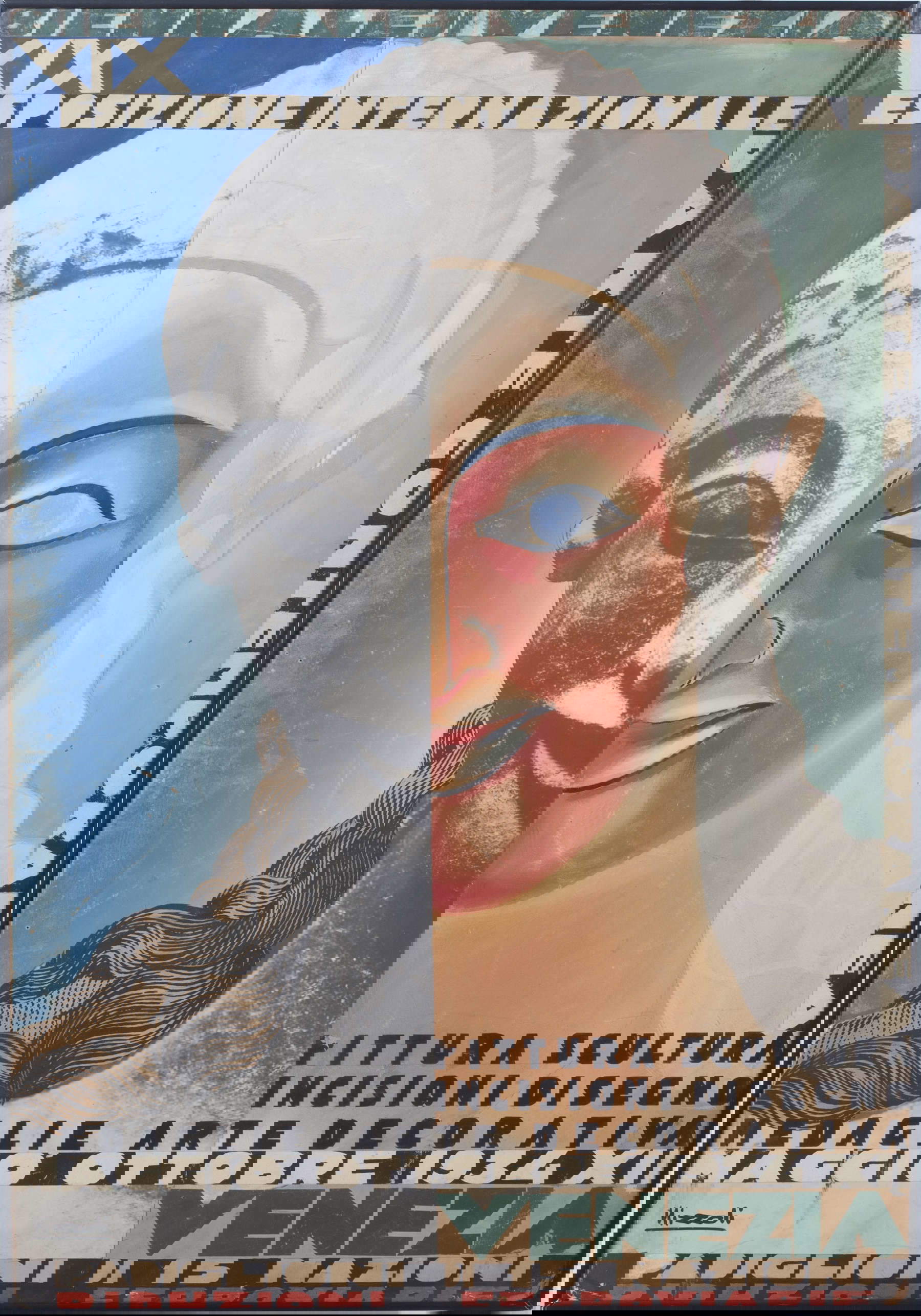 Marcello Nizzoli, Croquis pour l'affiche de la 19e Biennale de Venise (1934 ; Parme, CSAC - Centre d'études et d'archives de la communication, Université de Parme)