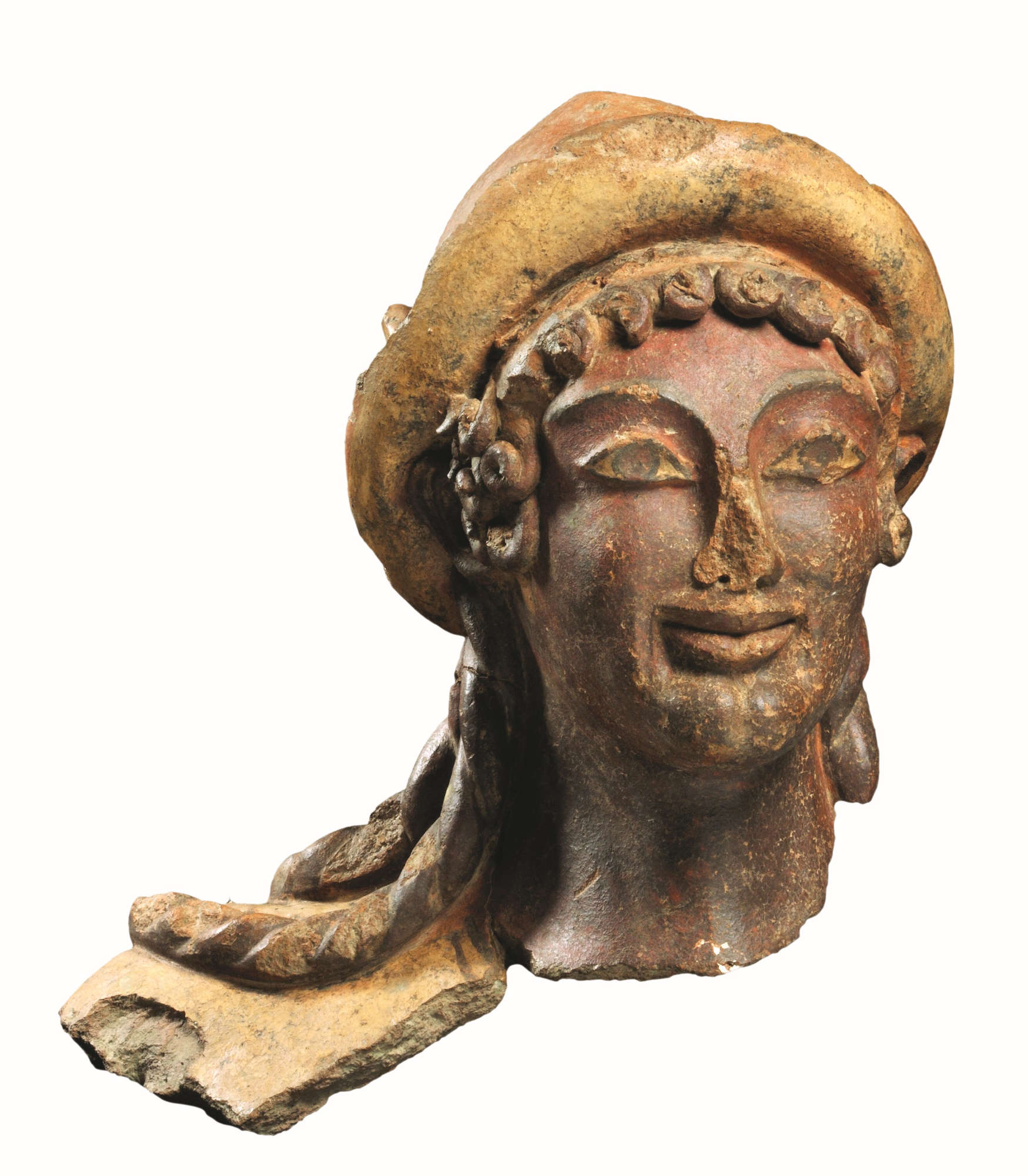 Tête représentant le dieu Hermès/Turms (510-500 av. J.-C. ; Rome, Museo Nazionale Etrusco di Villa Giulia à Rome)