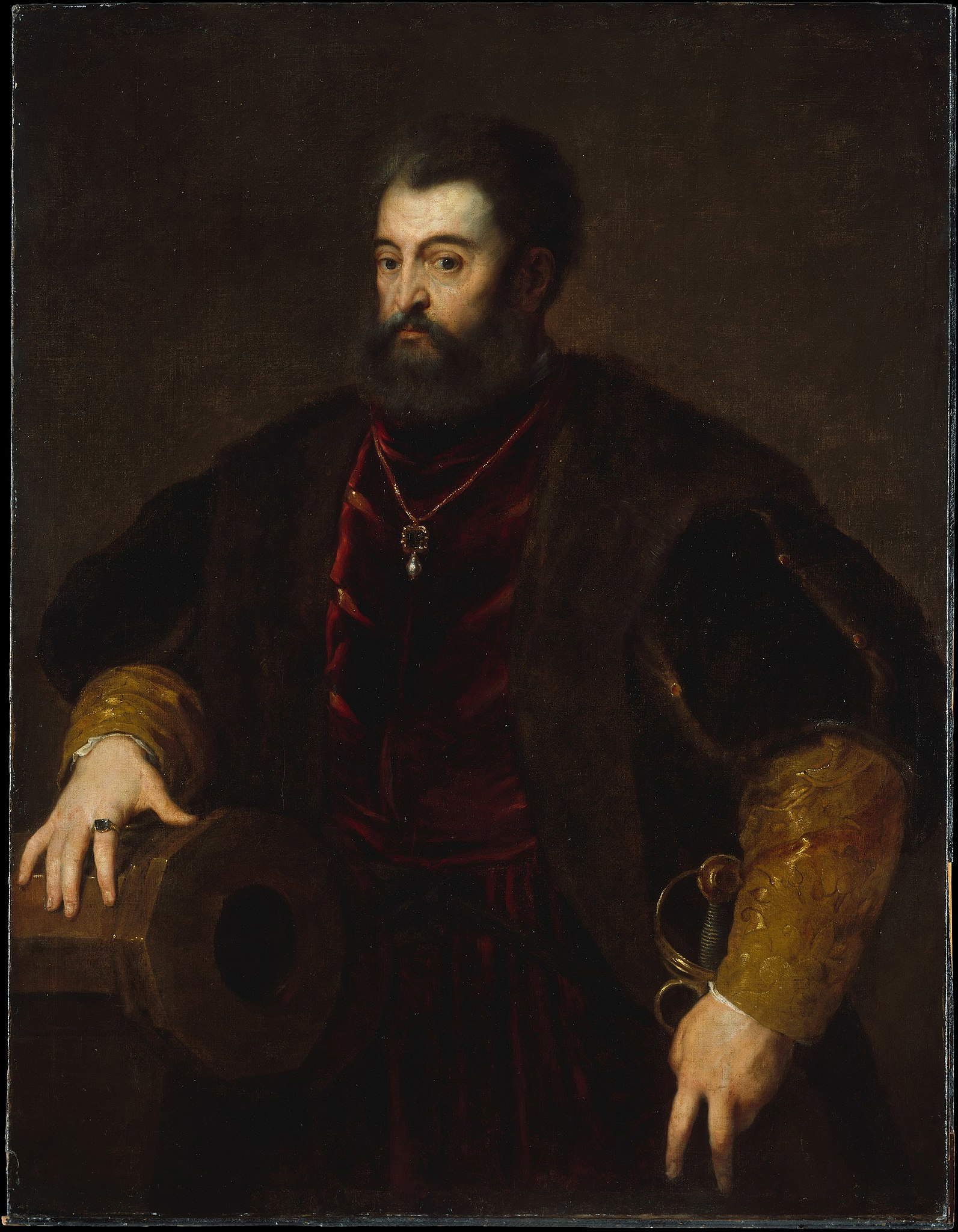 Copia de Tiziano, Retrato de Alfonso I de Este (finales del siglo XVI-principios del XVII; óleo sobre lienzo, 127 x 98,4 cm; Nueva York, Metropolitan Museum) Copia de Tiziano, Retrato de Alfonso I de Este (finales del siglo XVI-principios del XVII; óleo sobre lienzo, 127 x 98,4 cm; Nueva York, Metropolitan Museum)