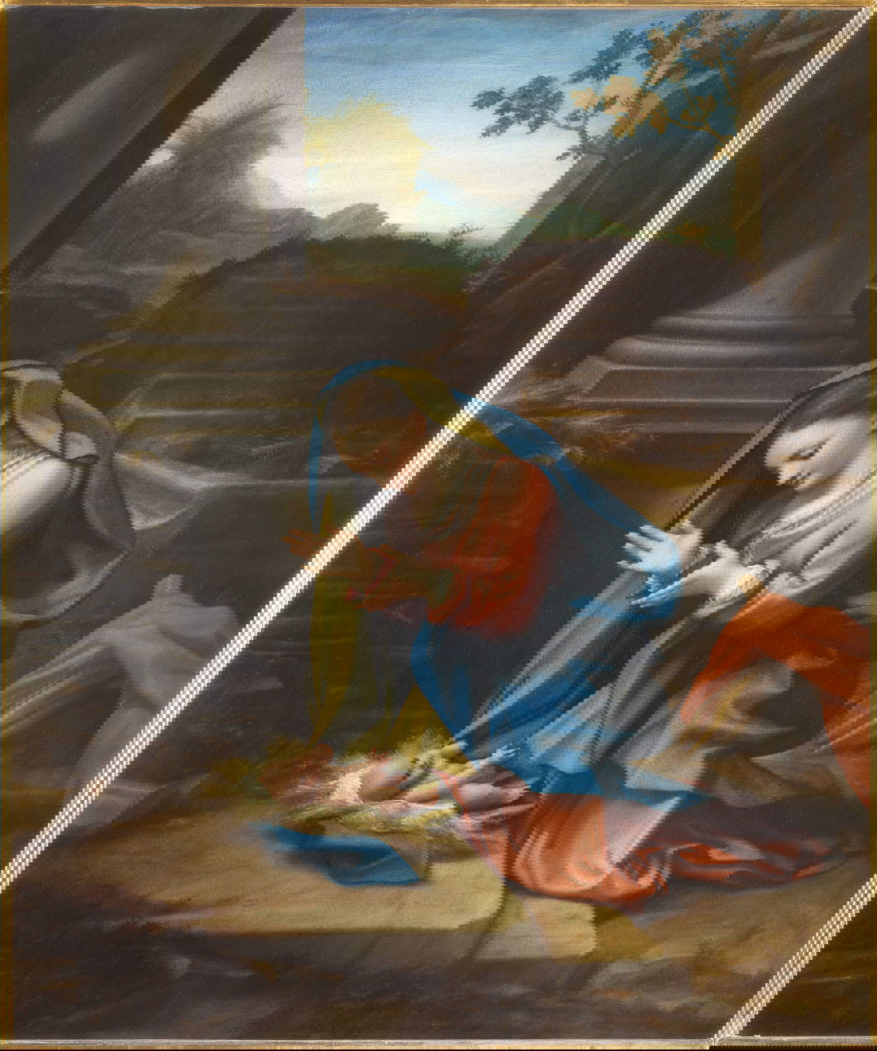 Correggio, Virgen en Adoración del Niño Jesús (1525-1526; óleo sobre lienzo, 81 x 77 cm; Florencia, Galería de los Uffizi, inv. 1890 nº 1453)