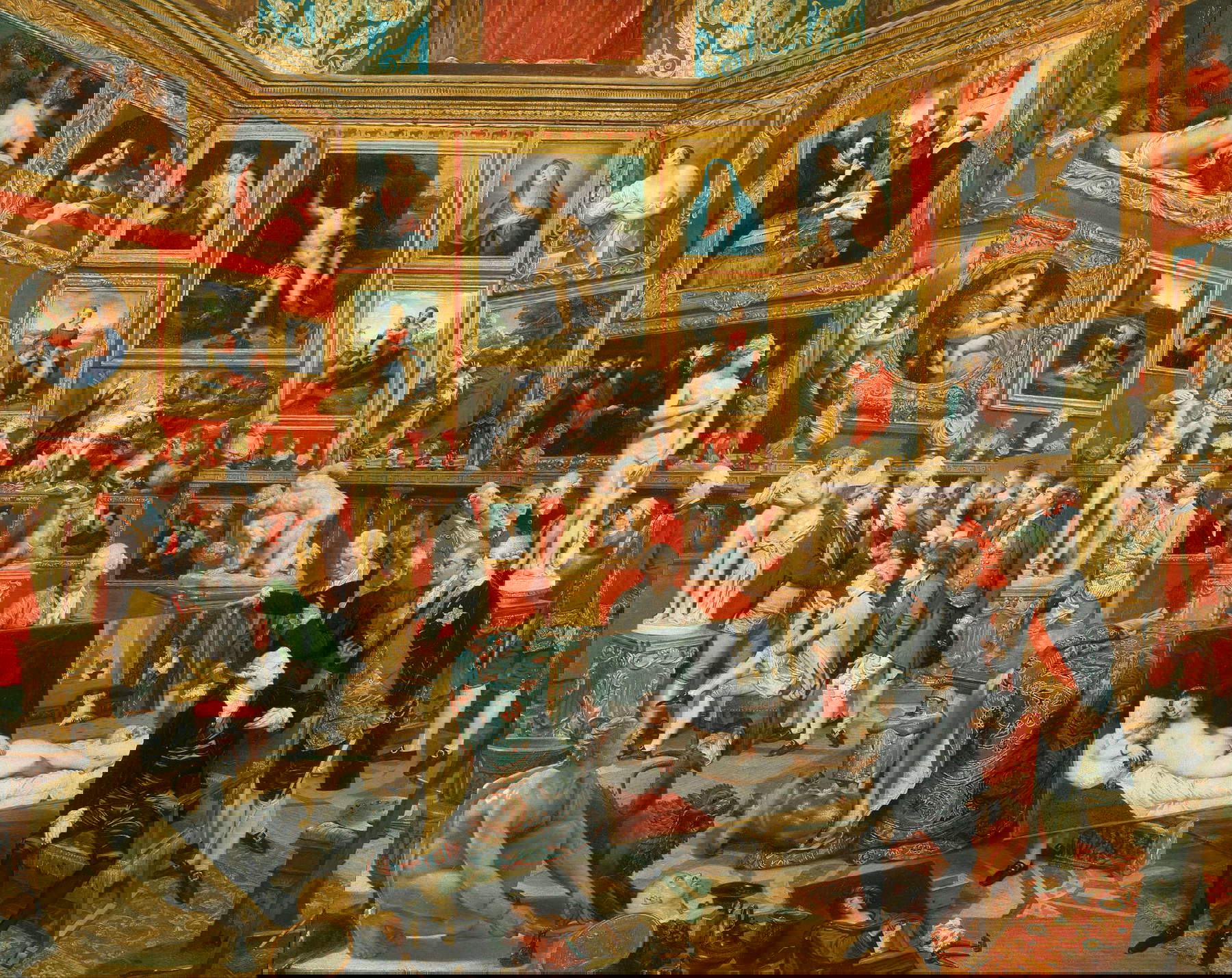 Johann Zoffany, La tribuna de los Uffizi (1772-1777; óleo sobre lienzo, 123,5 x 155 cm; Colección Real)