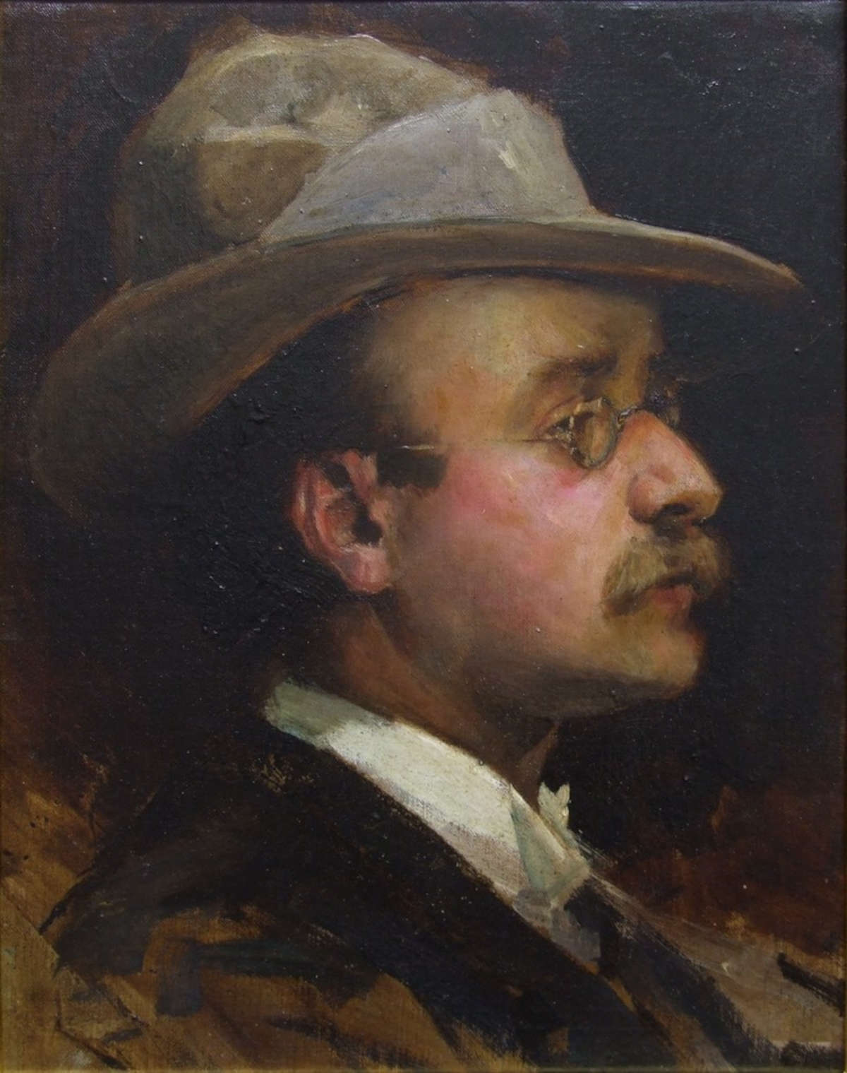 Pietro Aldi, Autorretrato de perfil con sombrero (1884-1886; óleo sobre lienzo, 43,8 x 34,8 cm; Saturnia, Polo Cultural Pietro Aldi) Pietro Aldi, Autorretrato de perfil con sombrero (1884-1886; óleo sobre lienzo, 43,8 x 34,8 cm; Saturnia, Polo Cultural Pietro Aldi)