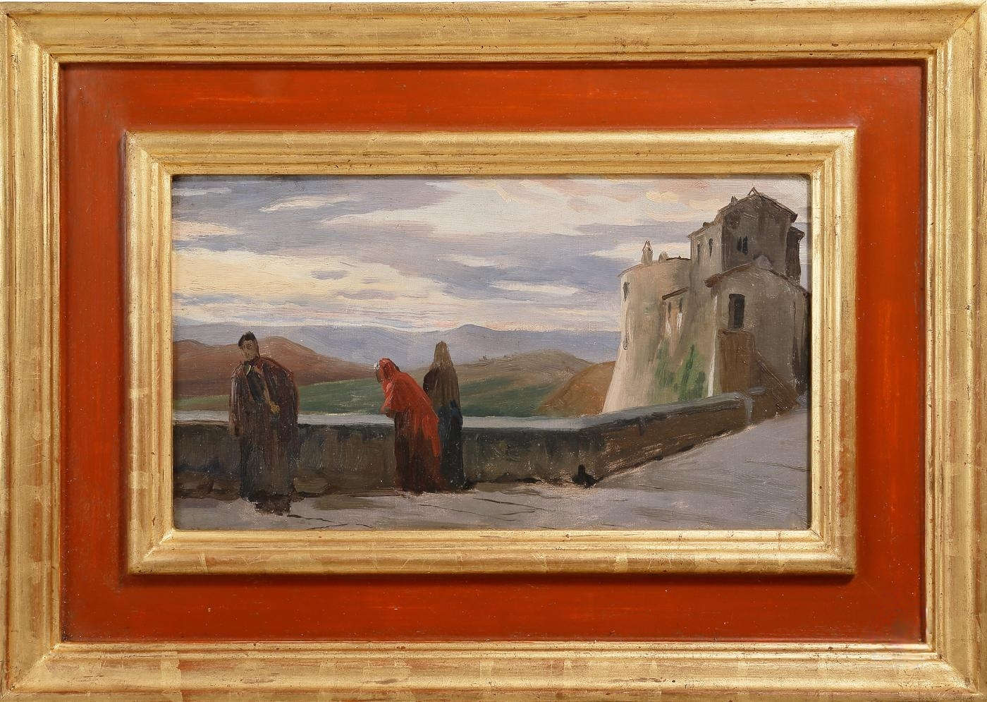 Pietro Aldi, Figuras a lo largo de las murallas (óleo sobre tabla; 17 x 30,4 cm; Saturnia, Polo Culturale Pietro Aldi) Pietro Aldi, Figuras a lo largo de las murallas (óleo sobre tabla; 17 x 30,4 cm; Saturnia, Polo Culturale Pietro Aldi)