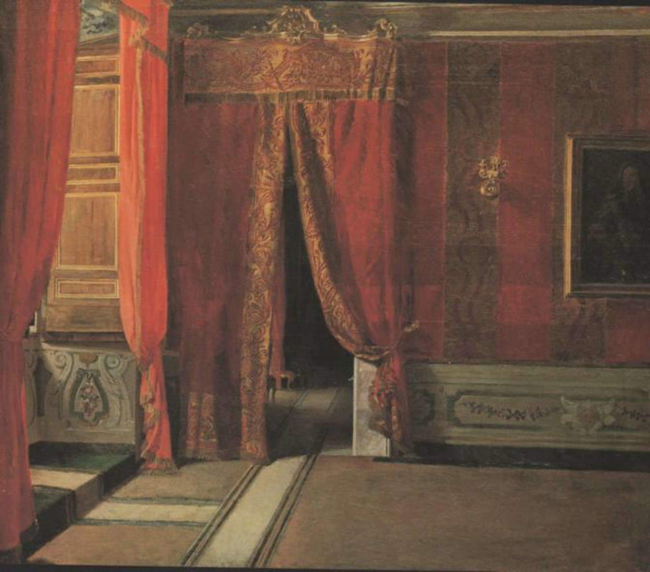 Pietro Aldi, Interior del Palacio Corsini alla Lungara en Roma (hacia 1880; óleo sobre lienzo, 64 x 77 cm; Saturnia, Polo Culturale Pietro Aldi) Pietro Aldi, Interior del Palacio Corsini alla Lungara en Roma (hacia 1880; óleo sobre lienzo, 64 x 77 cm; Saturnia, Polo Culturale Pietro Aldi)
