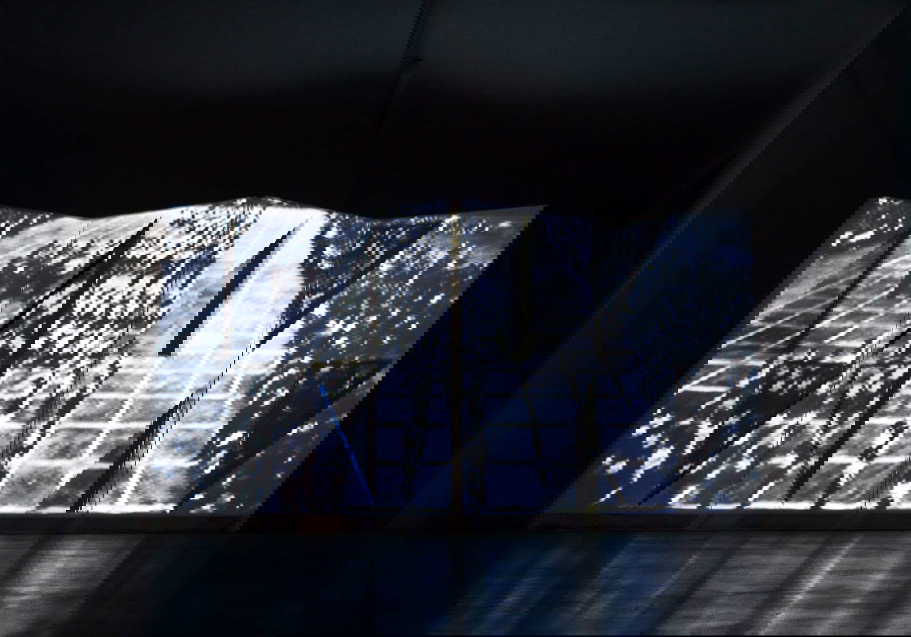 Daniele Bacci, Separ&eacute; (2010; estructura de madera, policarbonato y proyección de vídeo, instalación)