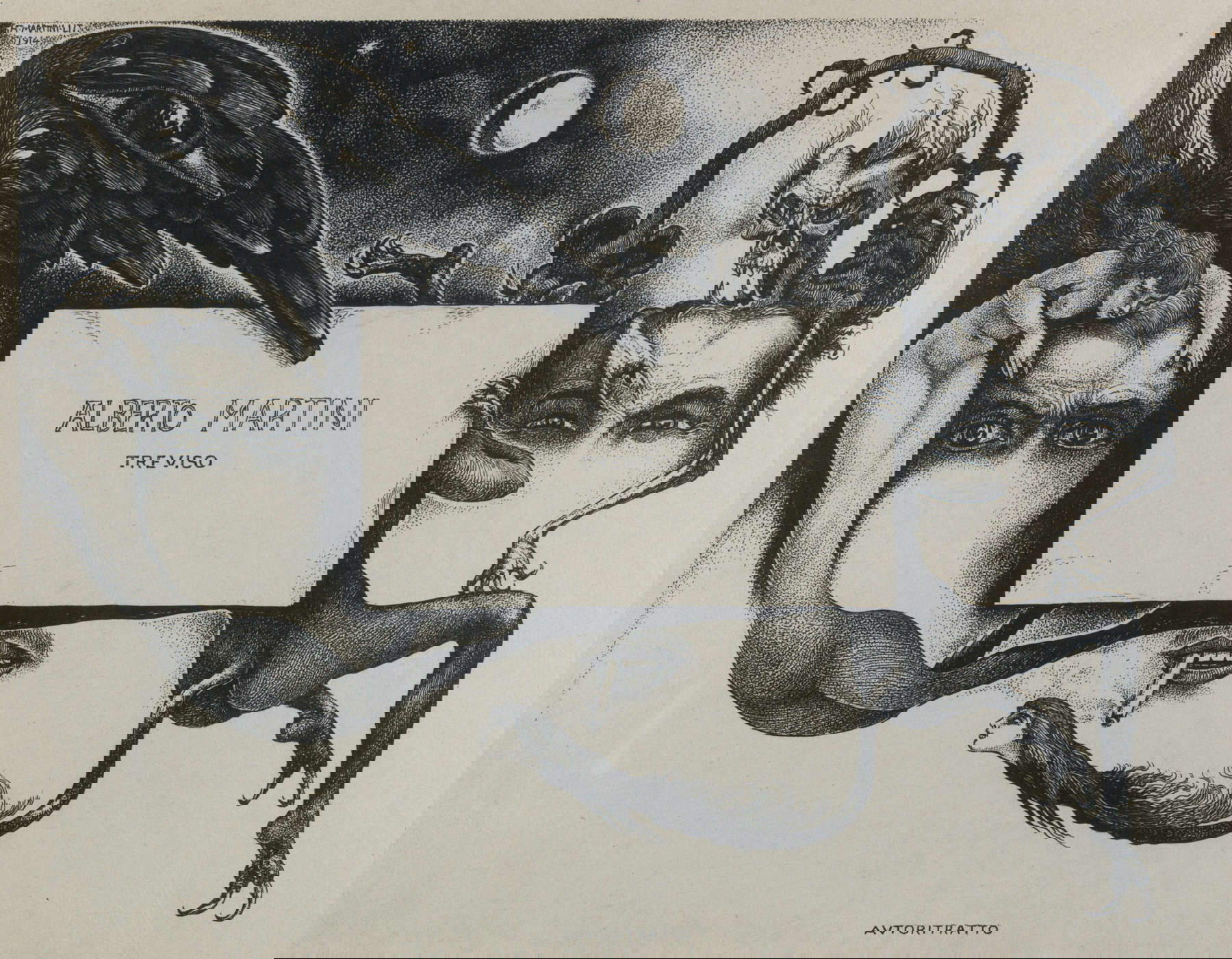 Alberto Martini, Autorretrato - Tarjeta de visita (1914; litografía, 155 x 200 mm; Oderzo, Fondazione Oderzo Cultura) Alberto Martini, Autorretrato - Tarjeta de visita (1914; litografía, 155 x 200 mm; Oderzo, Fondazione Oderzo Cultura)