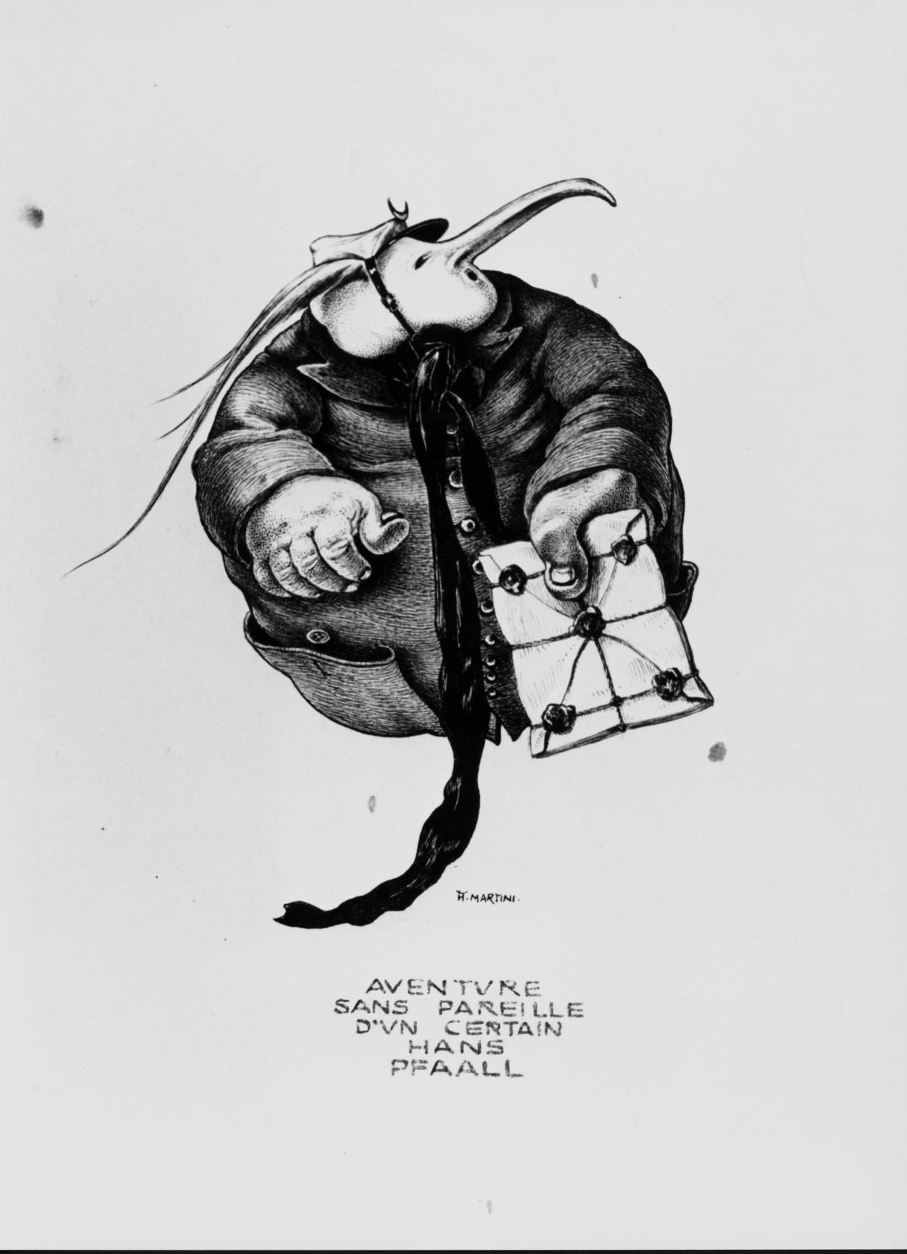 Alberto Martini, L'impareggiabile avventura di un certo Hans Pfaall (1905; penna, inchiostro di china nero su cartoncino, 256 x 182 mm; Oderzo, Pinacoteca Alberto Martini, Fondazione Oderzo Cultura)