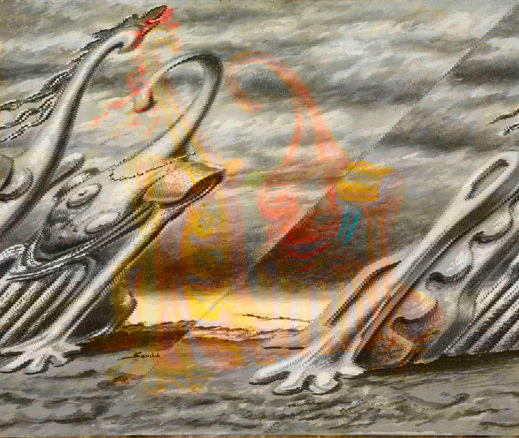 Alberto Savinio, Idillio marino (1944; temple sobre lienzo, 51,8 x 61 cm) Alberto Savinio, Idillio marino (1944; temple sobre lienzo, 51,8 x 61 cm)