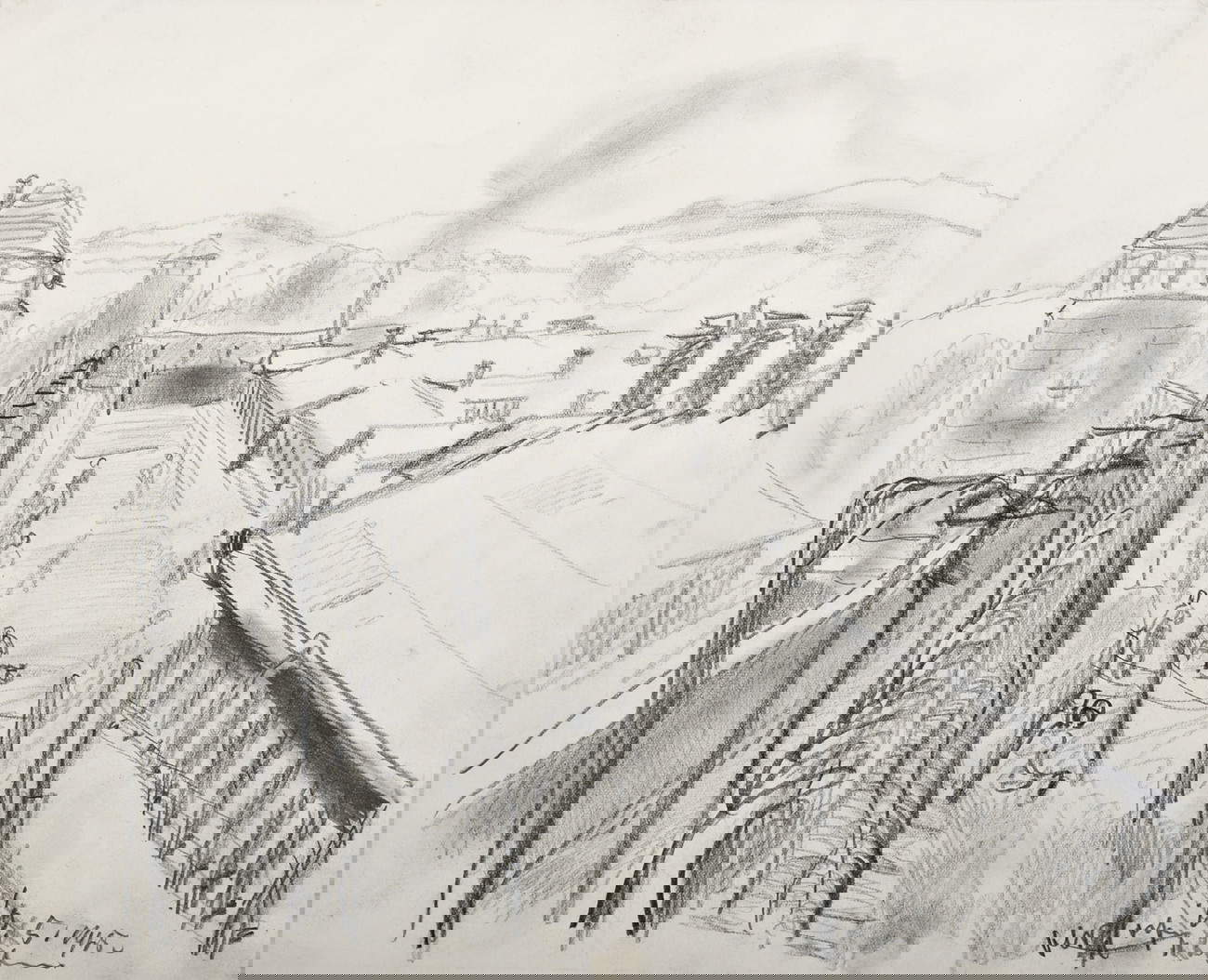 Aldo Carpi, Figure di deportati (1945; matita su carta, 560 x 420 mm; Carpi, Musei di Palazzo dei Pio)