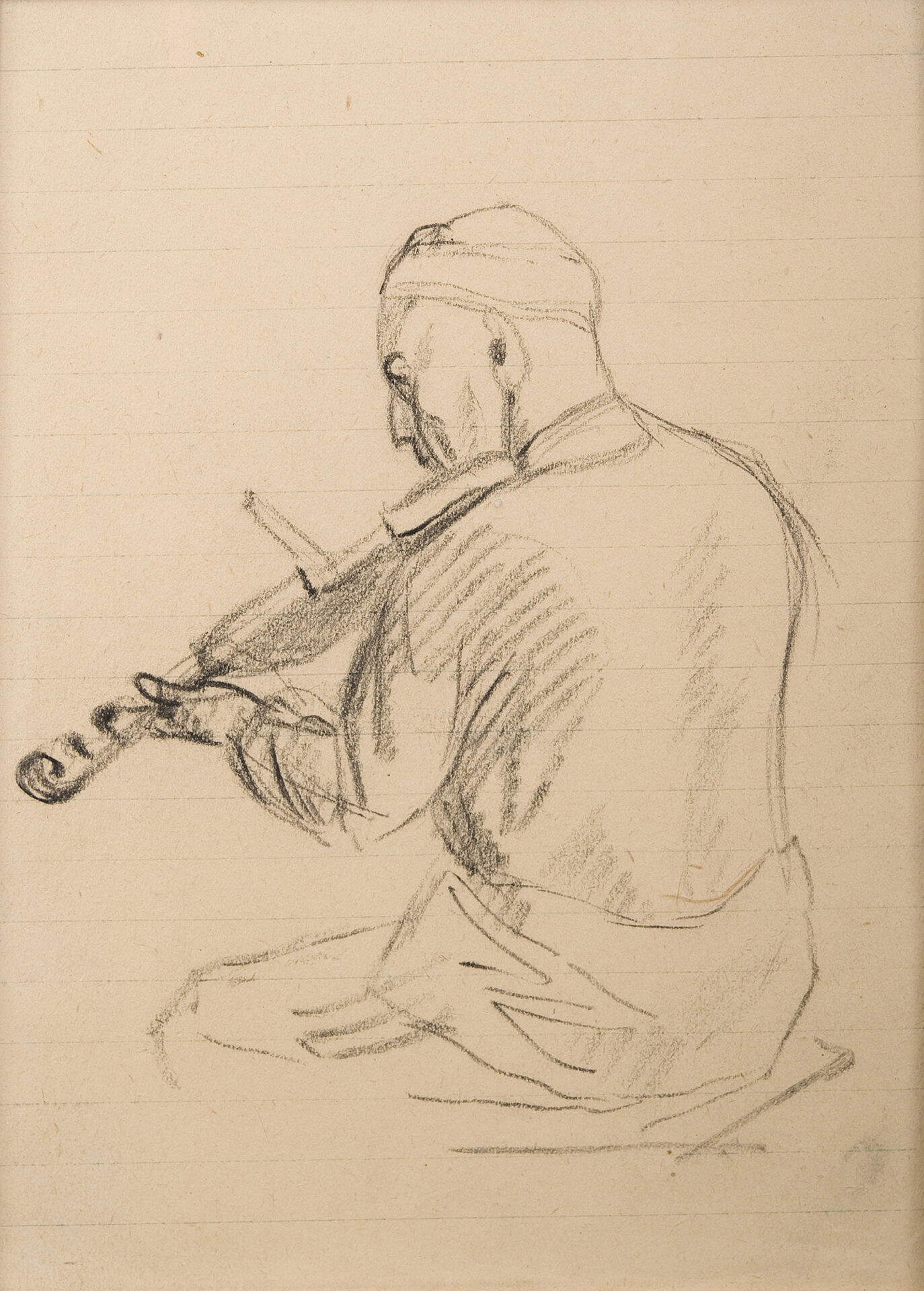 Aldo Carpi, Violinista (Il dottor Toni Goscinski) (1944-1945; matita su carta, 580 x 420 mm; Carpi, Musei di Palazzo dei Pio)