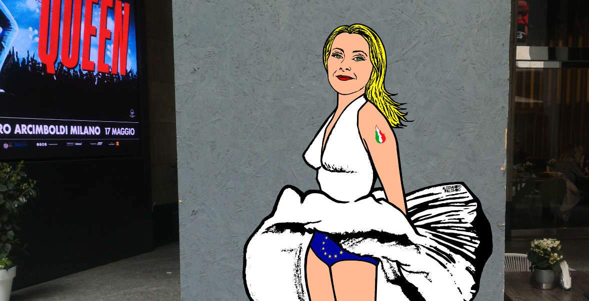 Giorgia Meloni se convierte en una improbable Marilyn en la nueva obra de aleXsandro Palombo