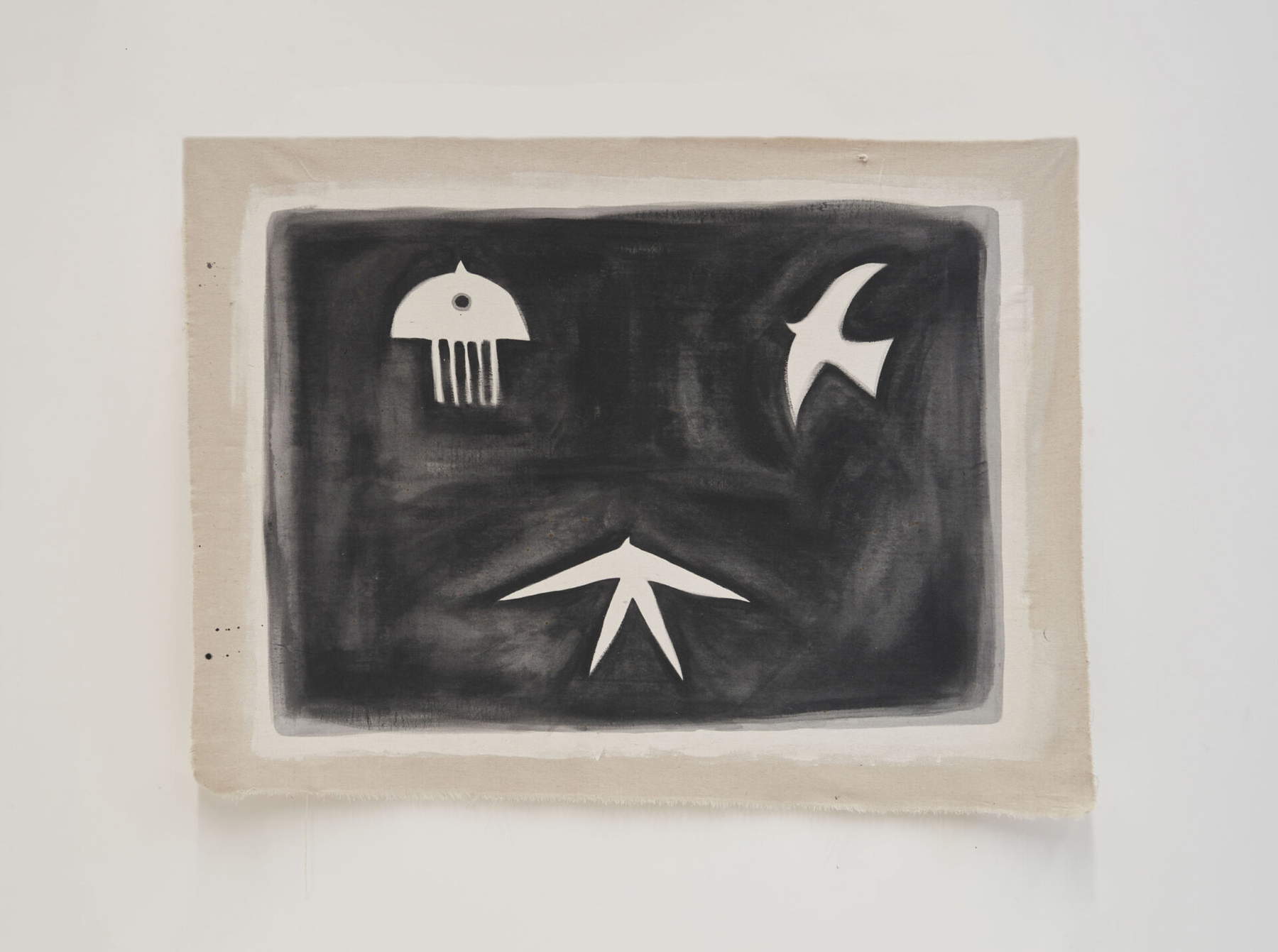 Alice Ronchi, Born to be loved (2023; enamel on fabric, 155 x 117 cm)