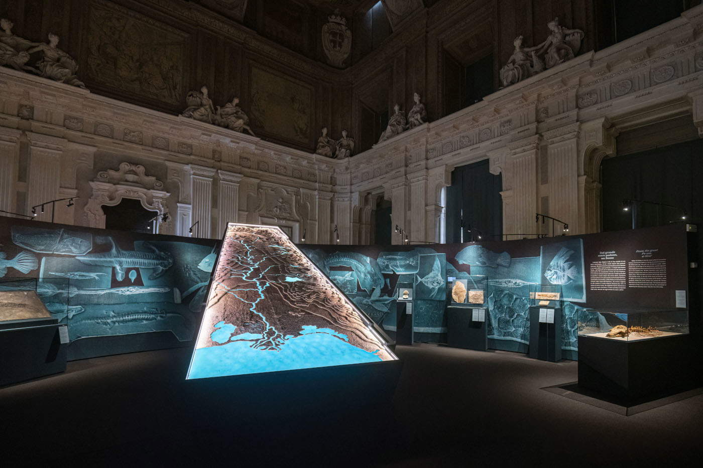 Turin, eine Ausstellung im Palazzo Madama zum Thema Klimawandel, ausgehend vom Fluss Po