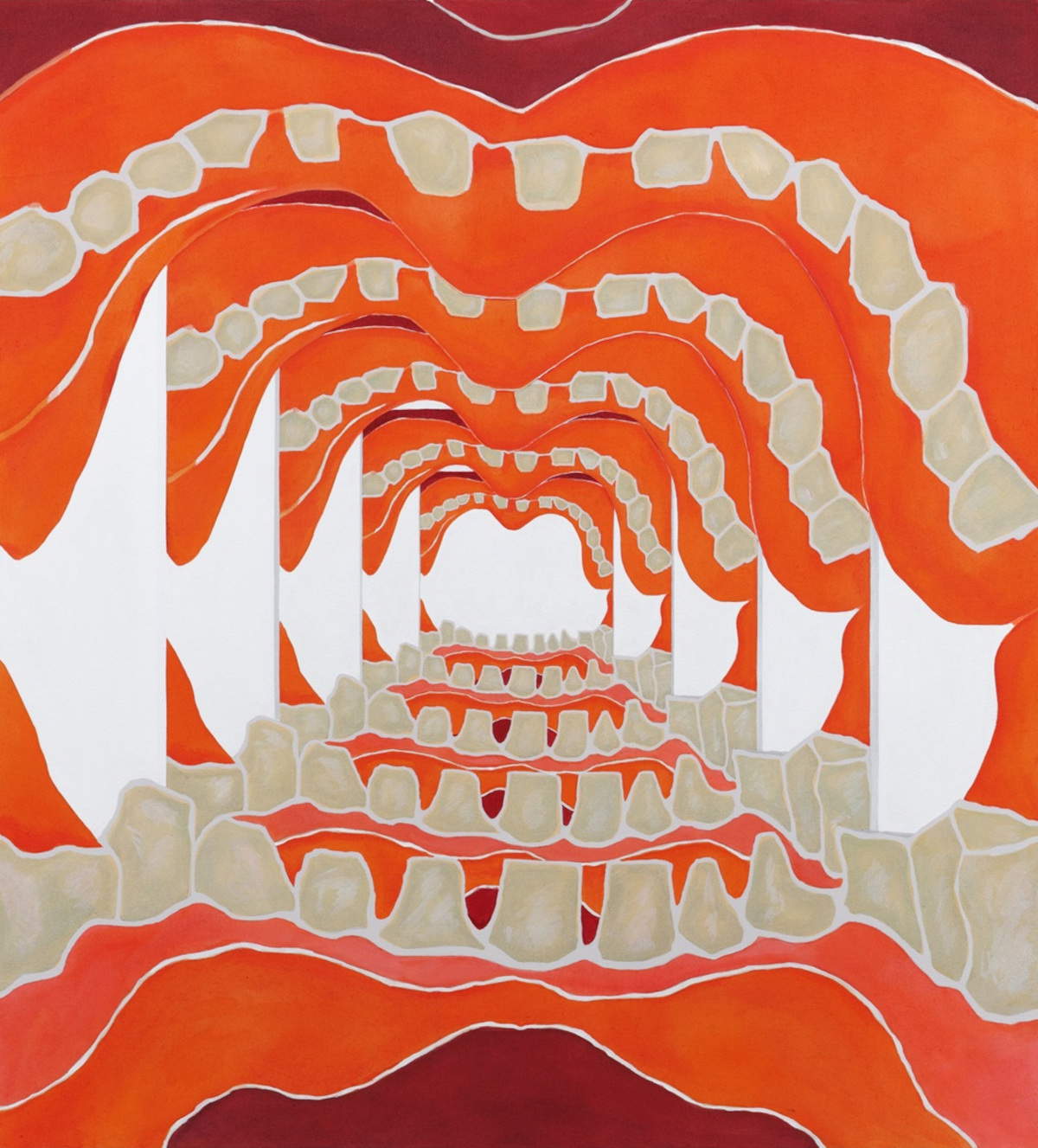 Allison Katz, Eruption (2024; acrylic on canvas, 159 x 144 x 3.6 cm) Courtesy of the artist and Hauser & Wirth © Allison Katz. Photo by Eva Herzog